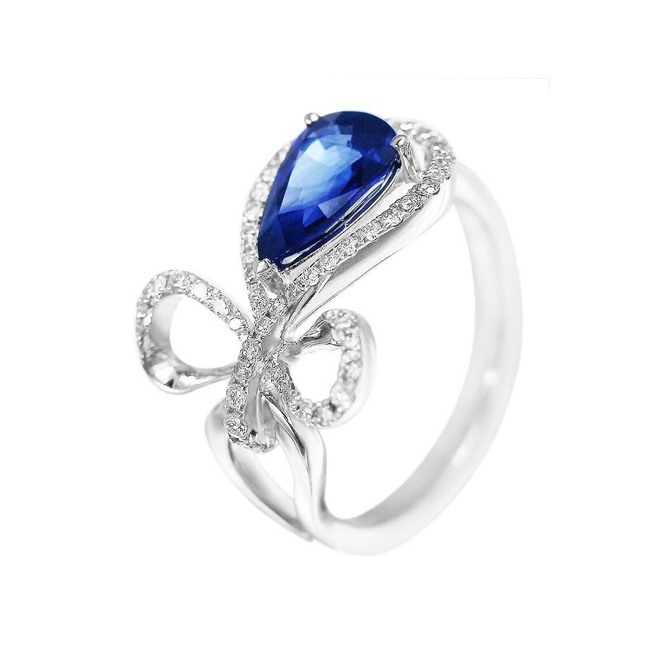 Ohrringe mit blauen Saphiren und weißen Diamanten aus Weiß 18K Gold Moderne jeden Tag Edelsteine (Antiker Kissenschliff) im Angebot