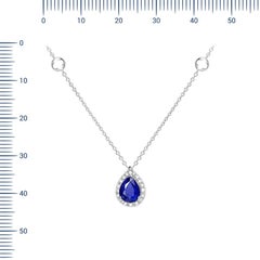 Zafiro Azul Diamante Blanco Oro de 18 K Collar Precioso Moderno para Todos los Días