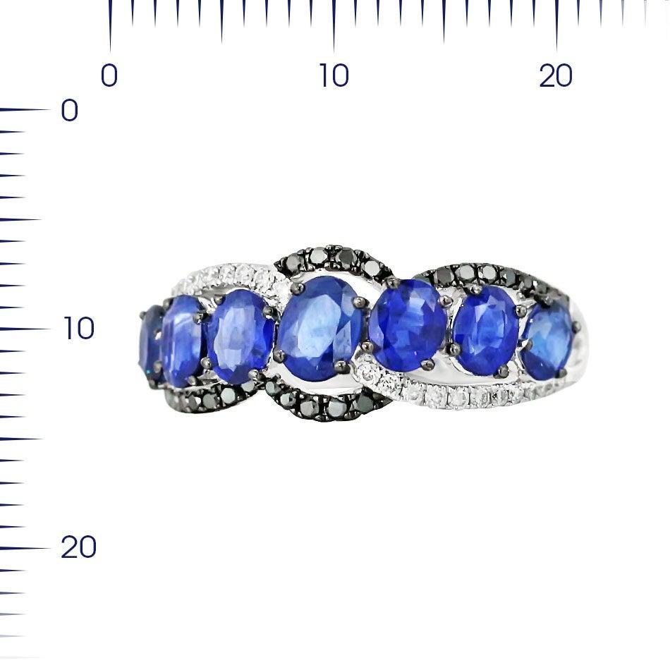 For Sale:  Blue Sapphire White Diamond White Gold Statement Ring 2