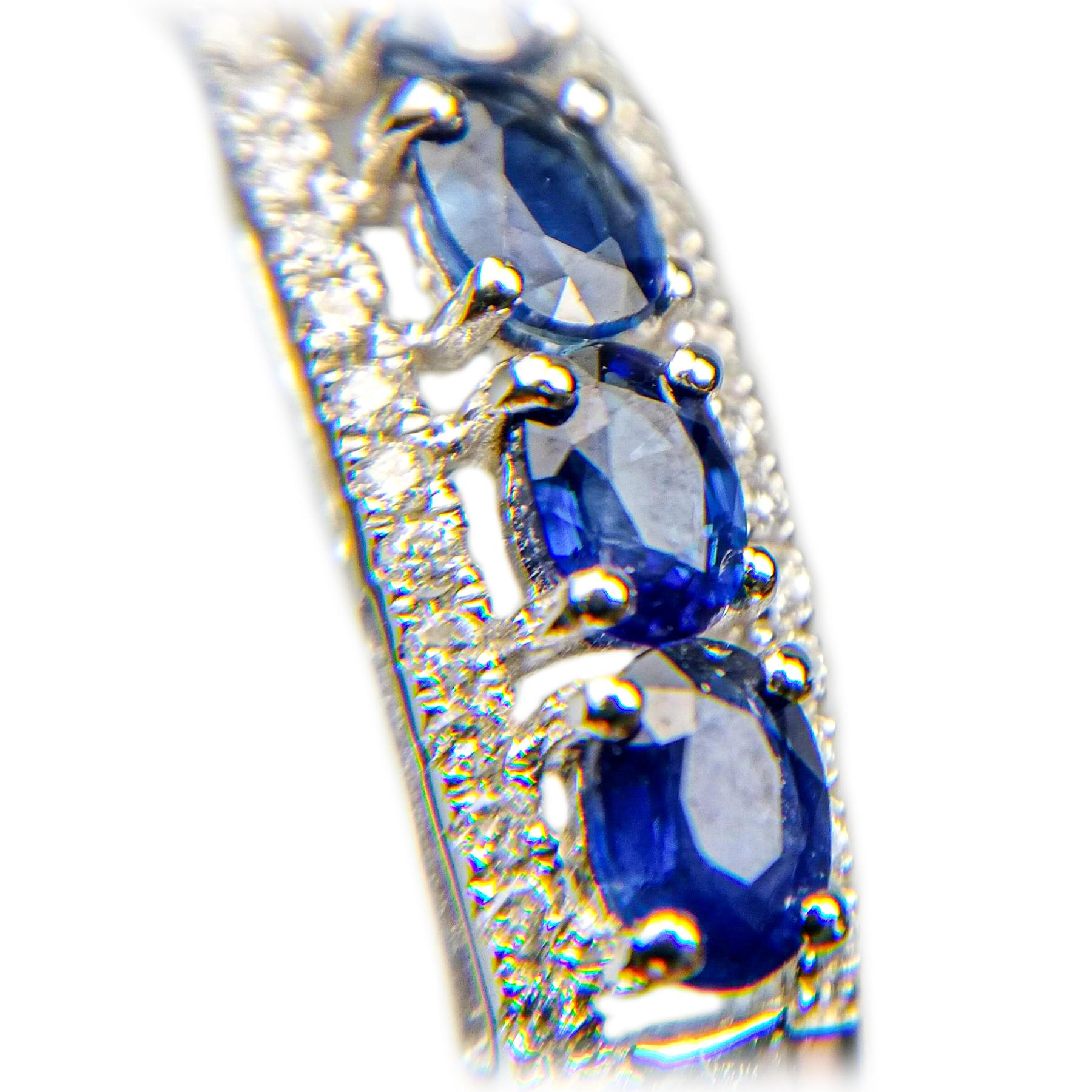 Contemporary Blue Sapphire White Gold Bangle/Bracelet