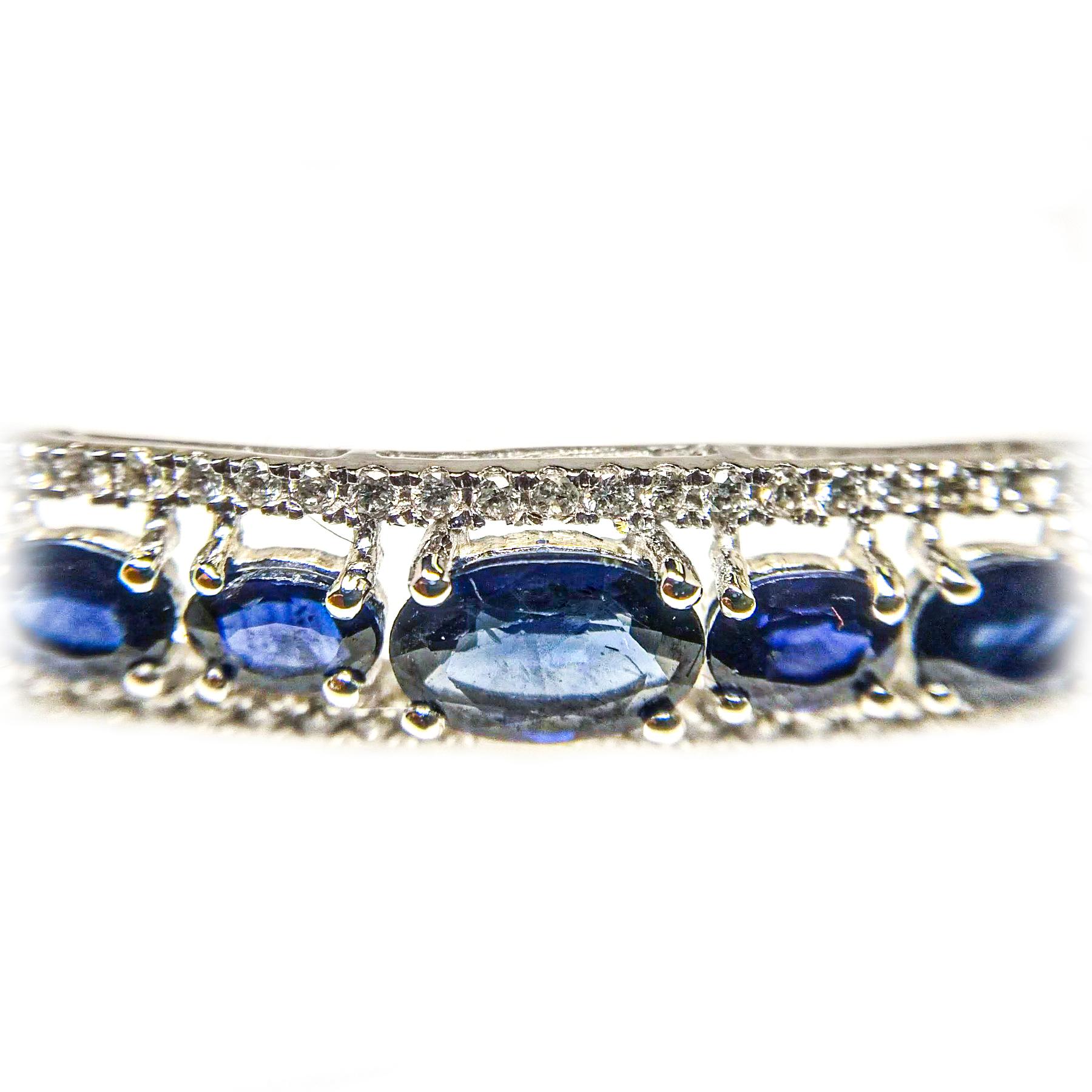 Blue Sapphire White Gold Bangle/Bracelet In New Condition In Richmond, BC