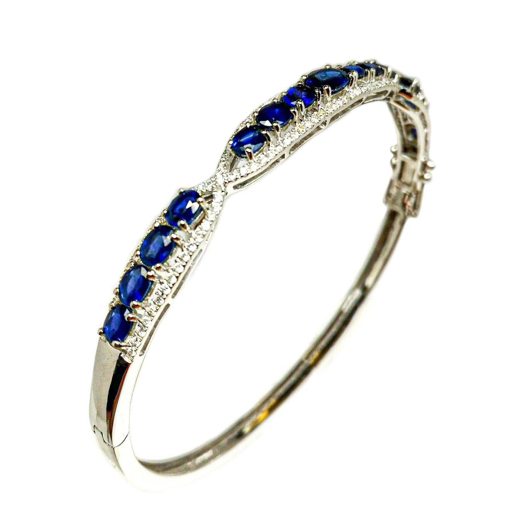 Blue Sapphire White Gold Bangle/Bracelet 1