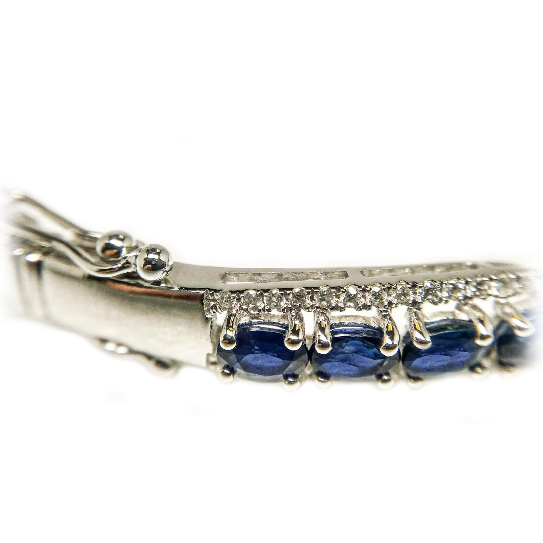 Blue Sapphire White Gold Bangle/Bracelet 2