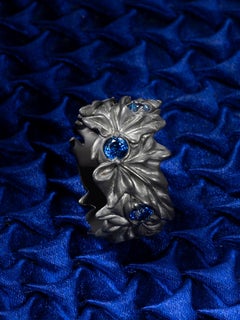 Blauer Saphir-Ring mit Efeu-Kollektion Alexey Gabilo