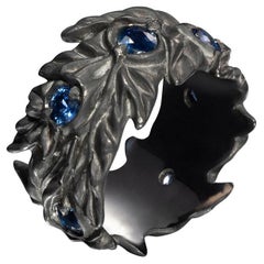 Blue Sapphire Wide Band Ring Ivy Collection Alexey Gabilo