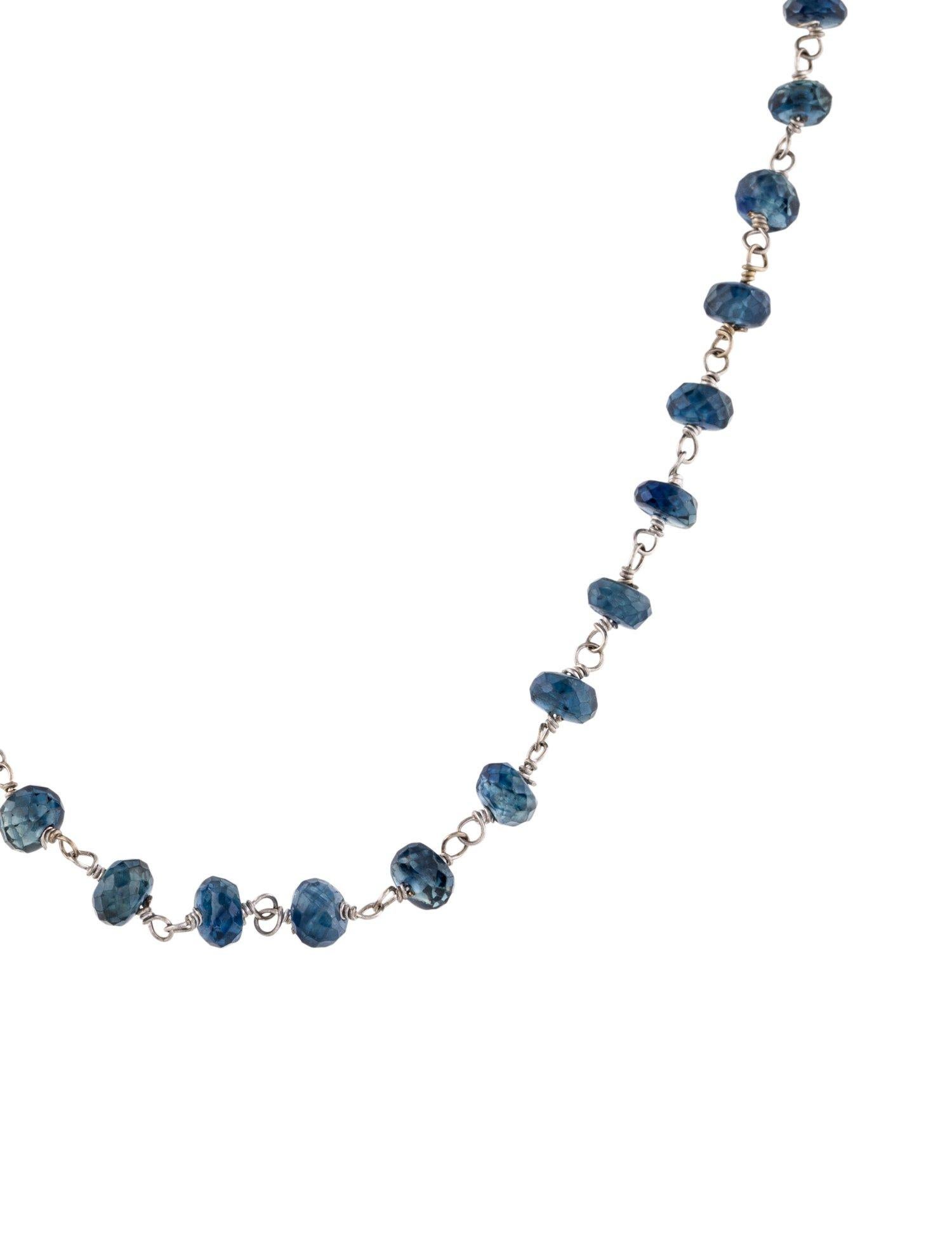A trendy and daily wear design of blue sapphire beads wire wrapped in 14K White Gold. Carat Weight 42.28 cts. & Length 18