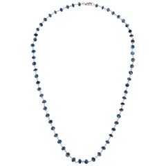 Blue Sapphire Wire Wrap Necklace, White Gold