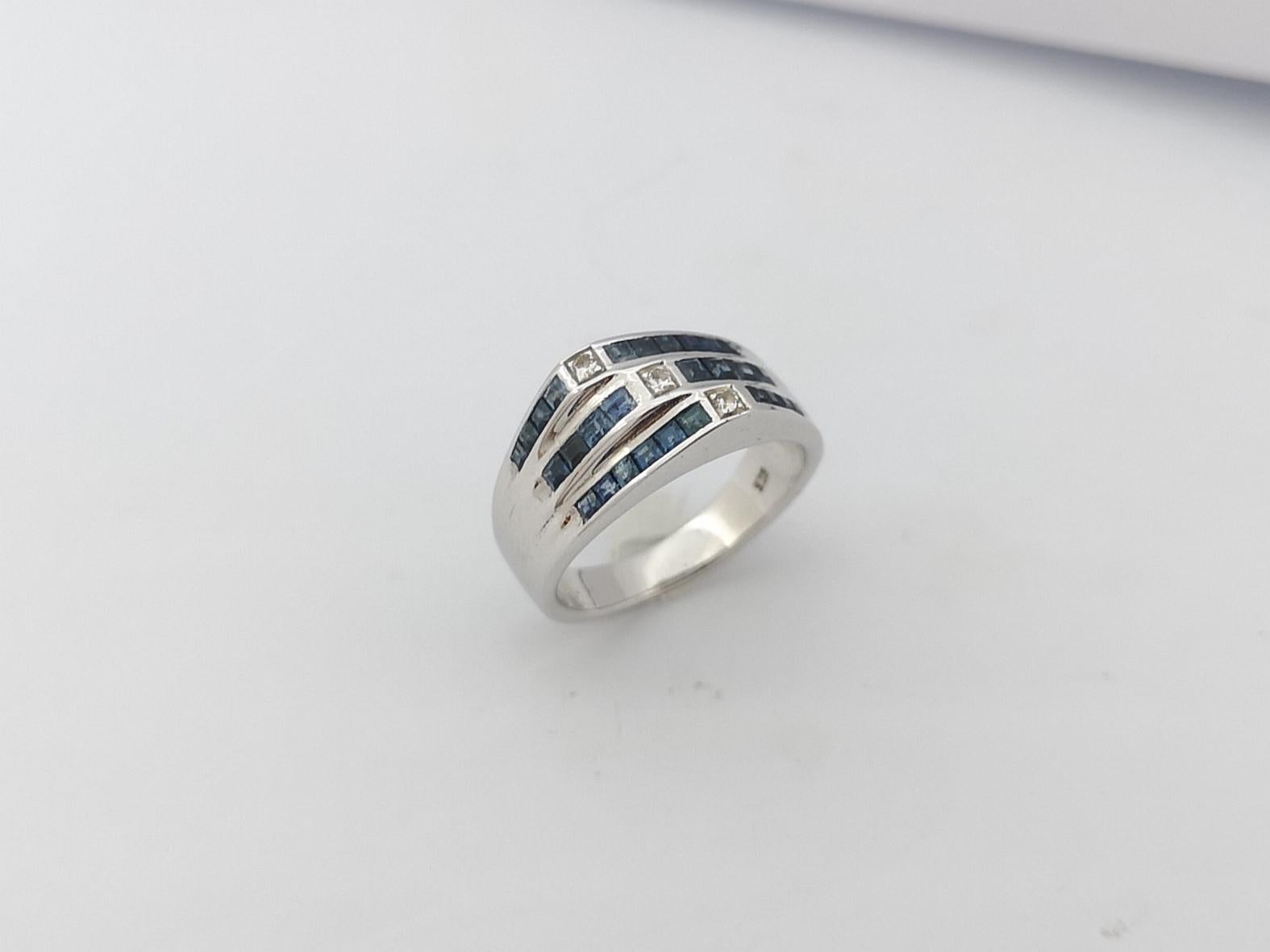 Ring mit blauem Saphir und kubischem Zirkon in Silberfassung im Angebot 9