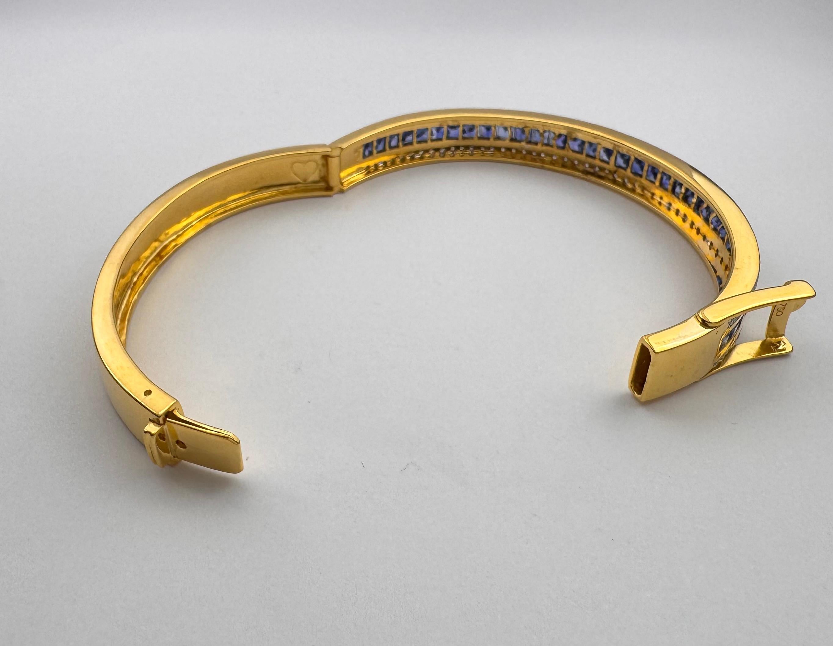 Blauer Saphir mit Diamant-Armreif in 18K Gold-Fassung im Angebot 4