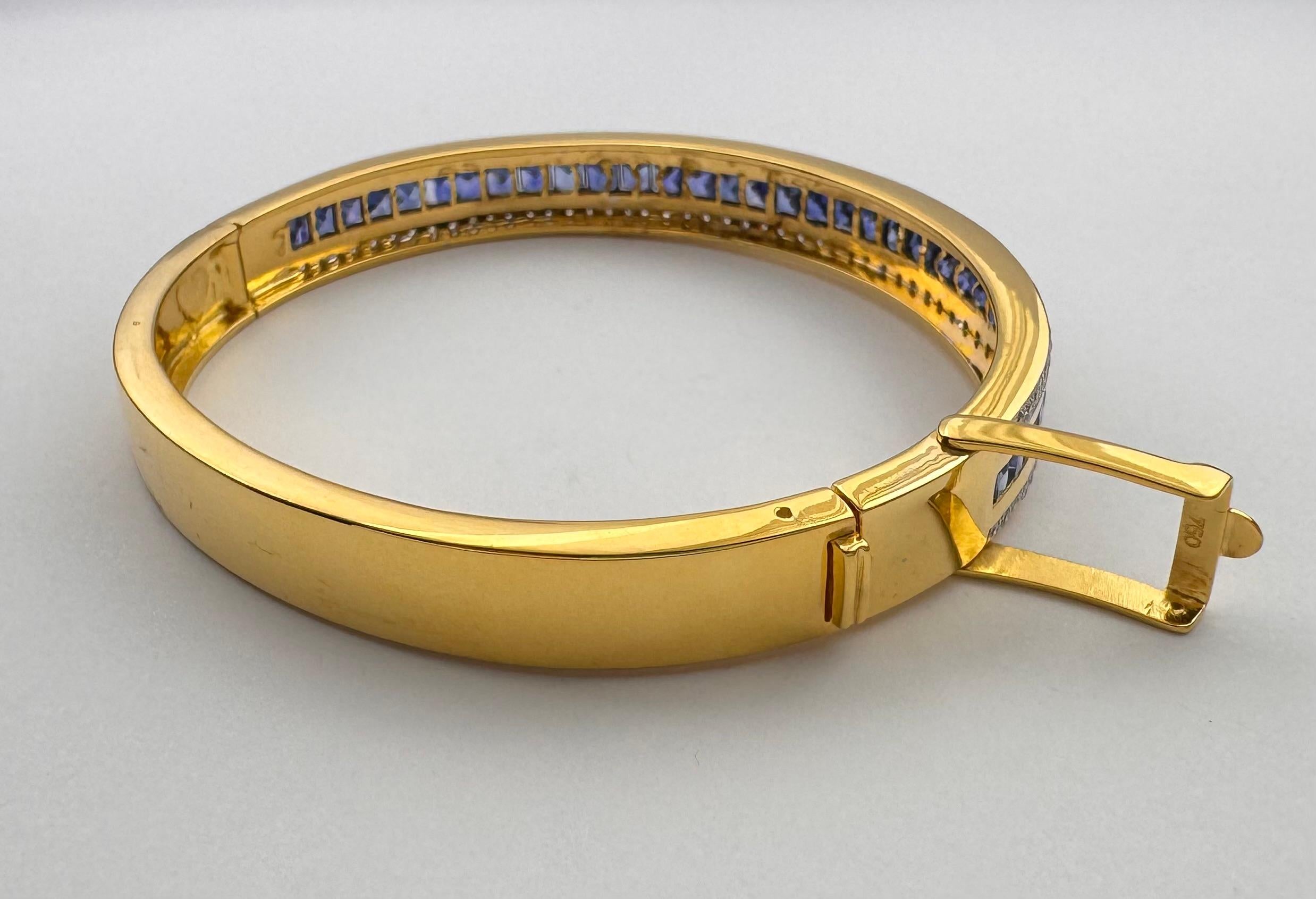 Blauer Saphir mit Diamant-Armreif in 18K Gold-Fassung im Angebot 3