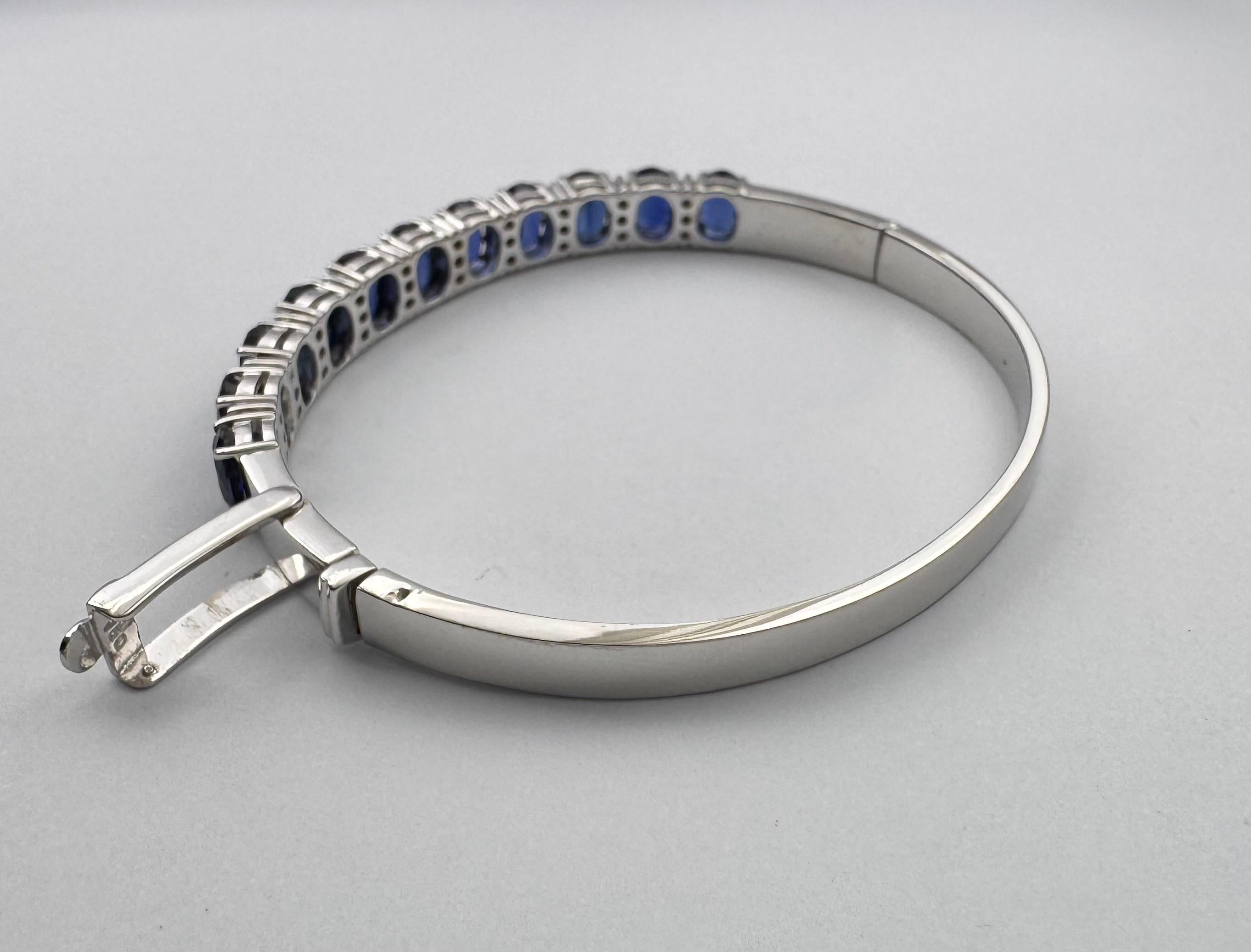 Bracciale con zaffiro blu e diamanti con montatura in oro bianco 18 carati in vendita 5
