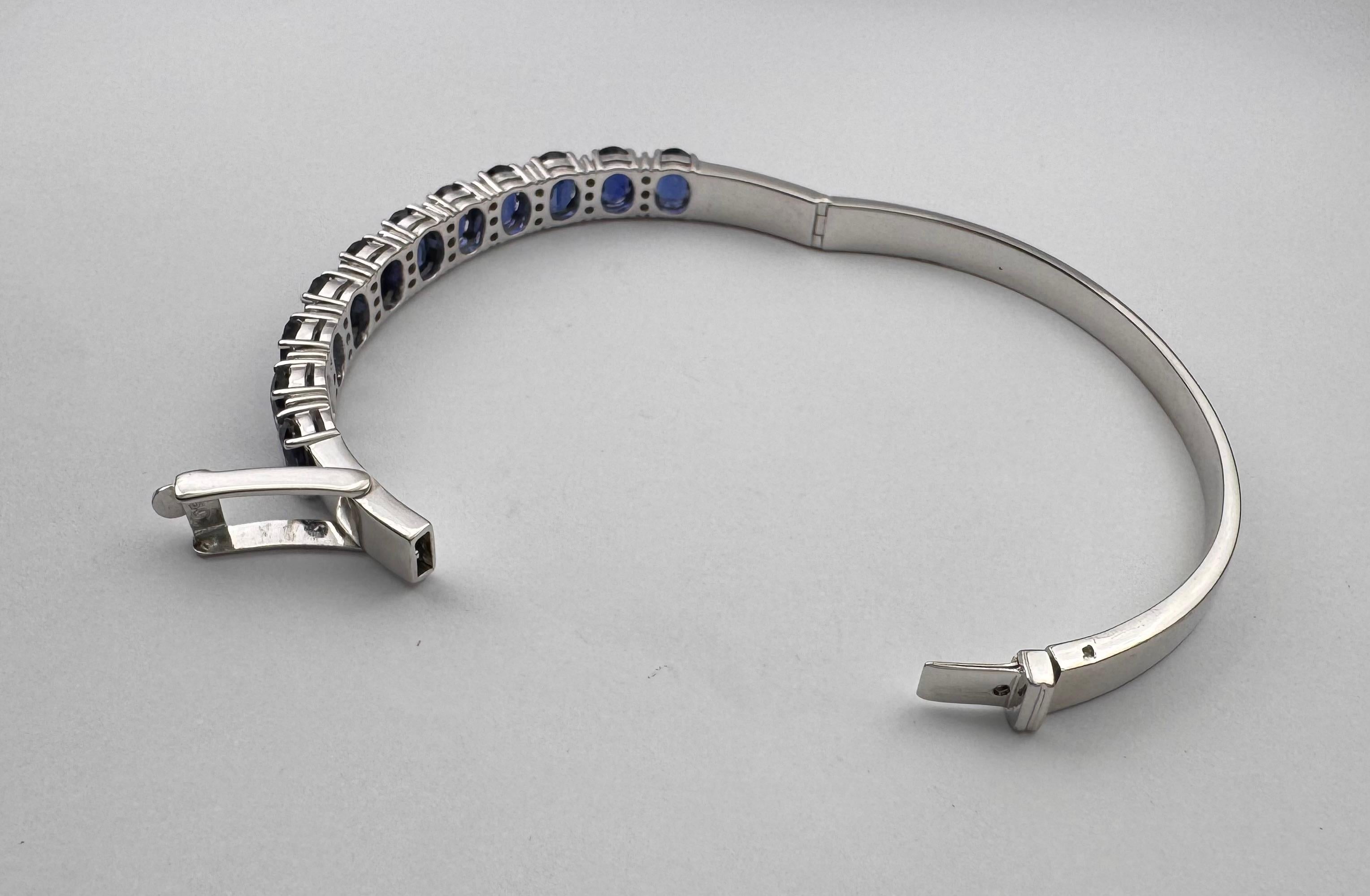 Bracciale con zaffiro blu e diamanti con montatura in oro bianco 18 carati in vendita 6