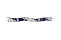 Bracelet en or blanc 14 carats serti d'un saphir bleu et de diamants