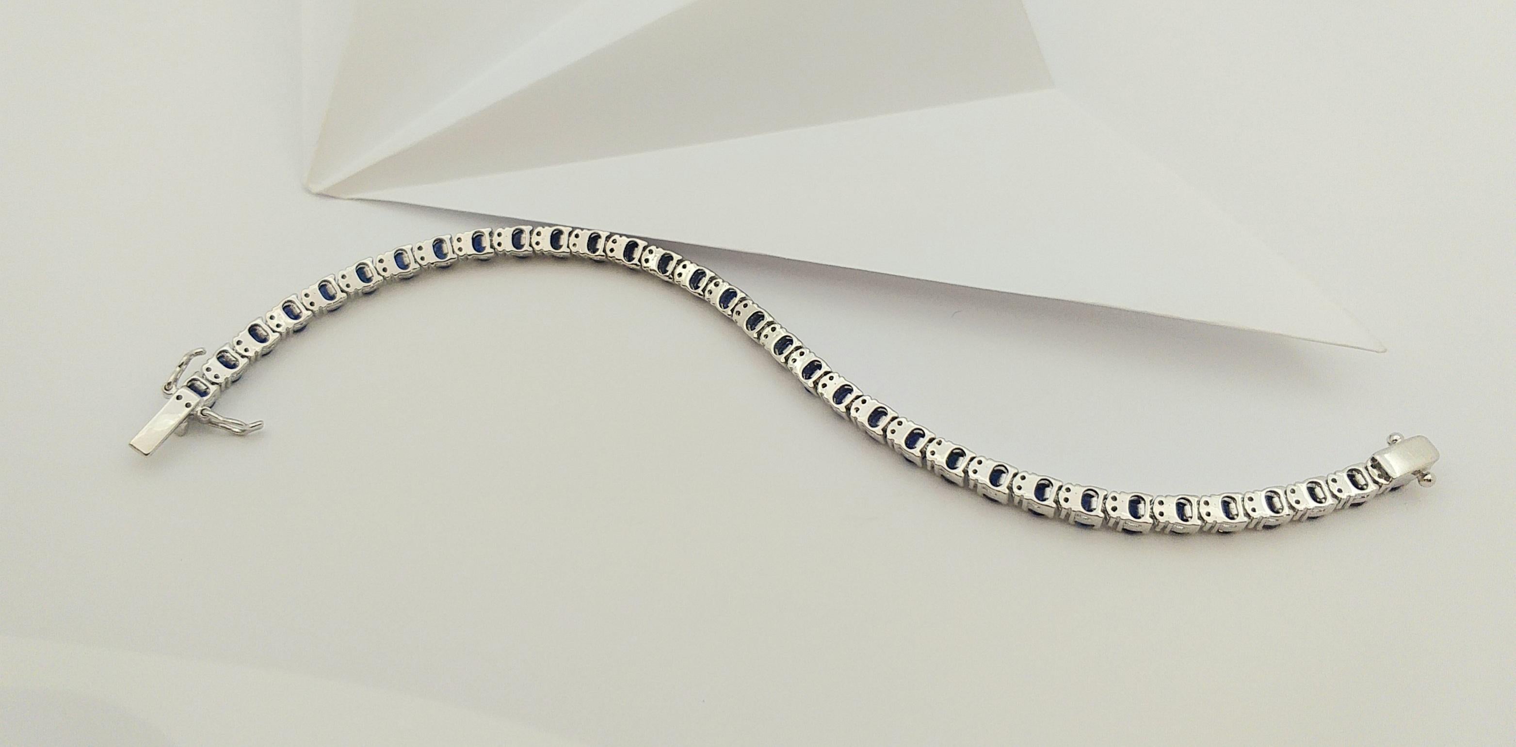 Blue Sapphire with Diamond Bracelet set in 18 Karat White Gold Settings For Sale 4