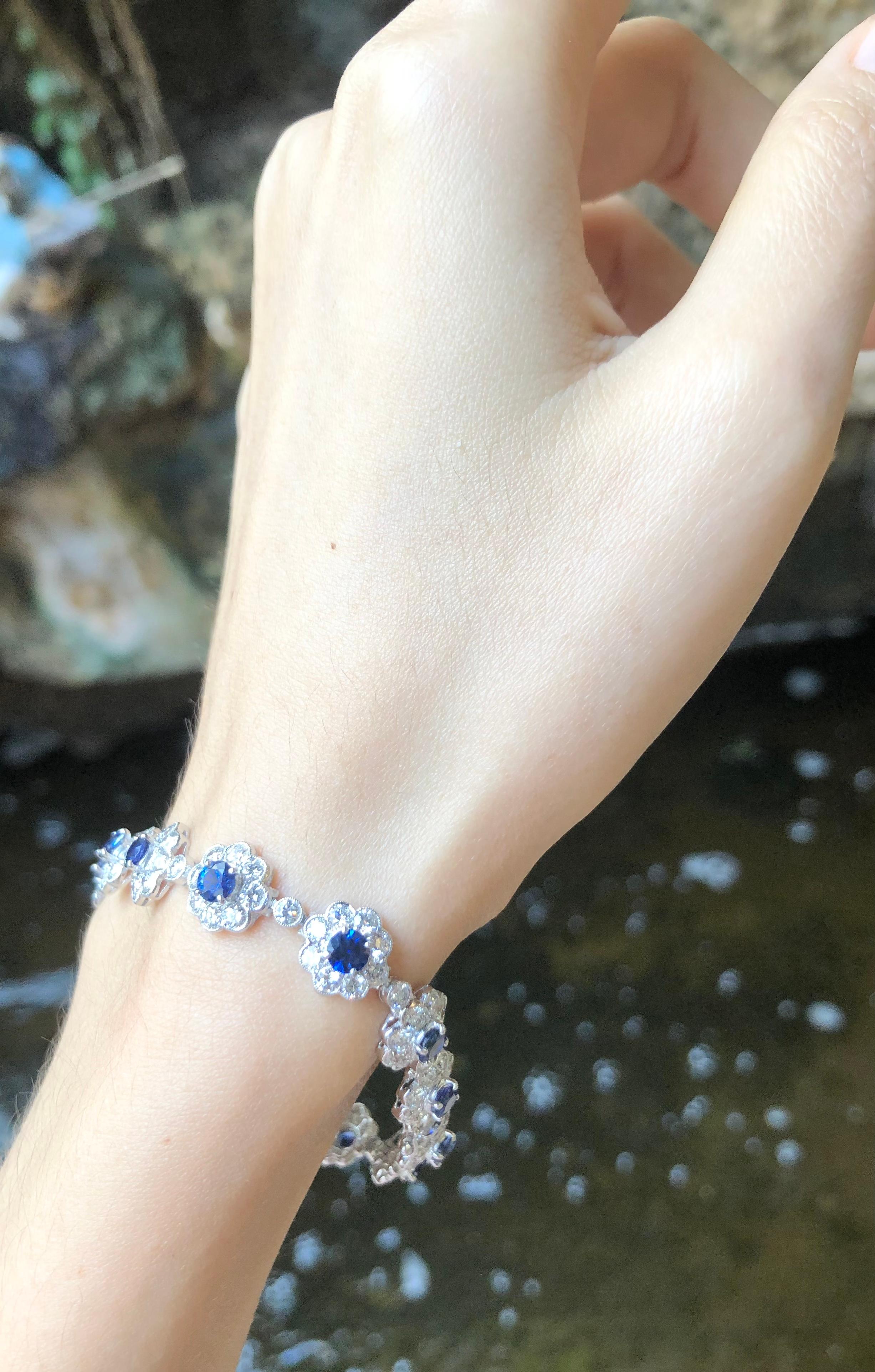 blue sapphire white gold bracelet