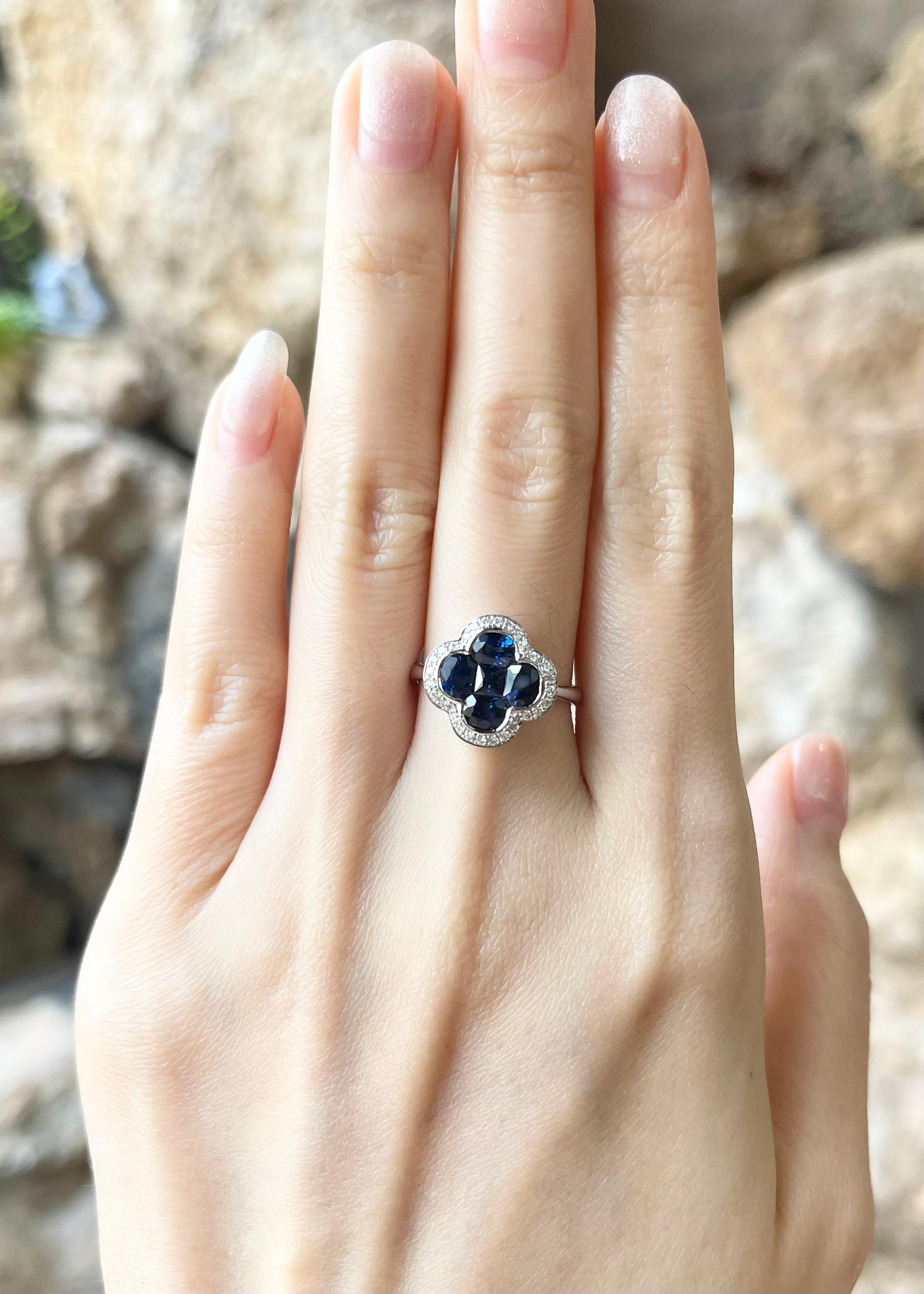 Blue Sapphire 1.83 carats with Diamond 0.15 carat Ring set in 18K White Gold Settings

Width:  1.4 cm 
Length: 1.4 cm
Ring Size: 52
Total Weight: 4.94 grams

