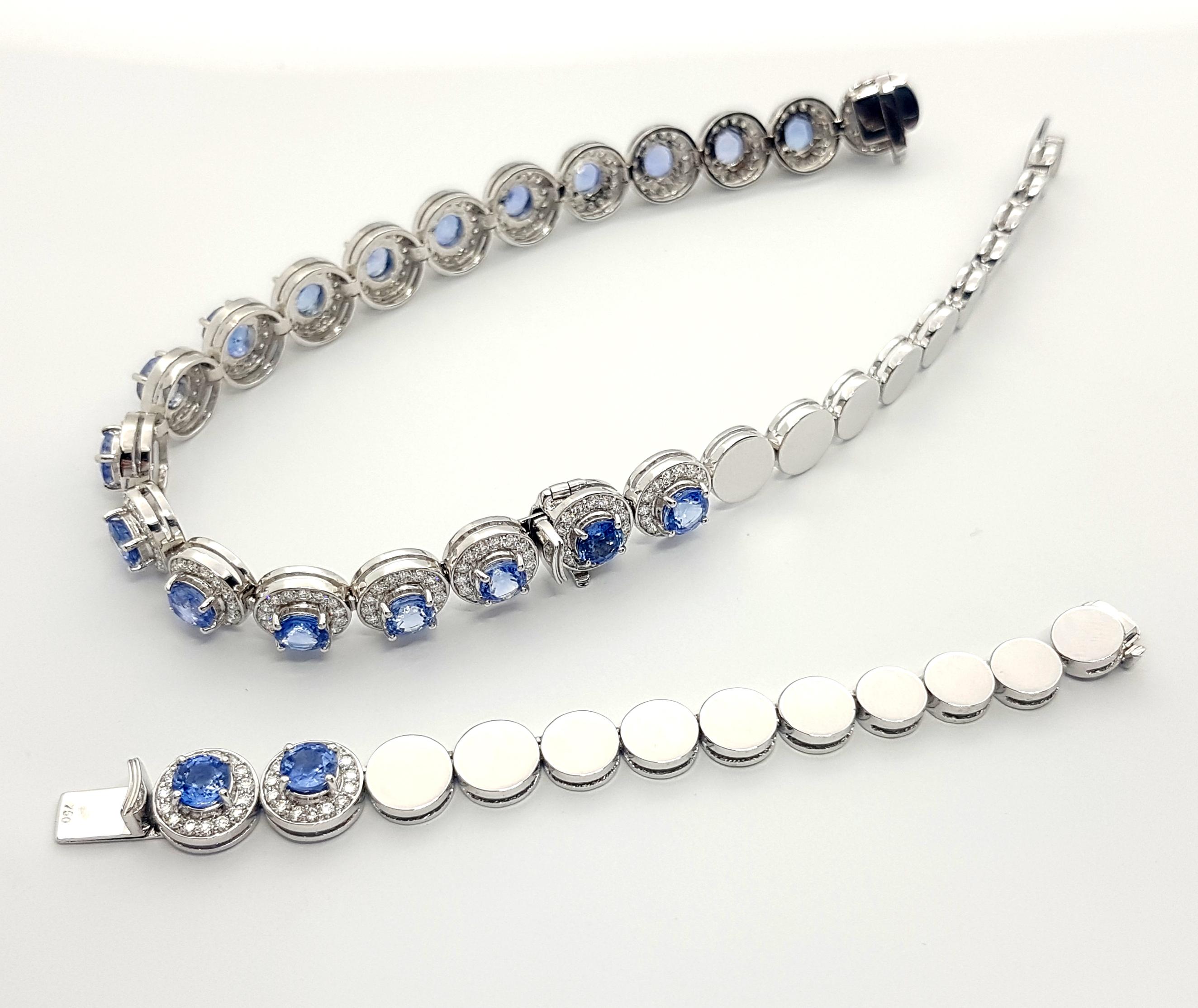 Blue Sapphire with Diamond Convertible Choker/Bracelet set in 18K White Gold For Sale 4