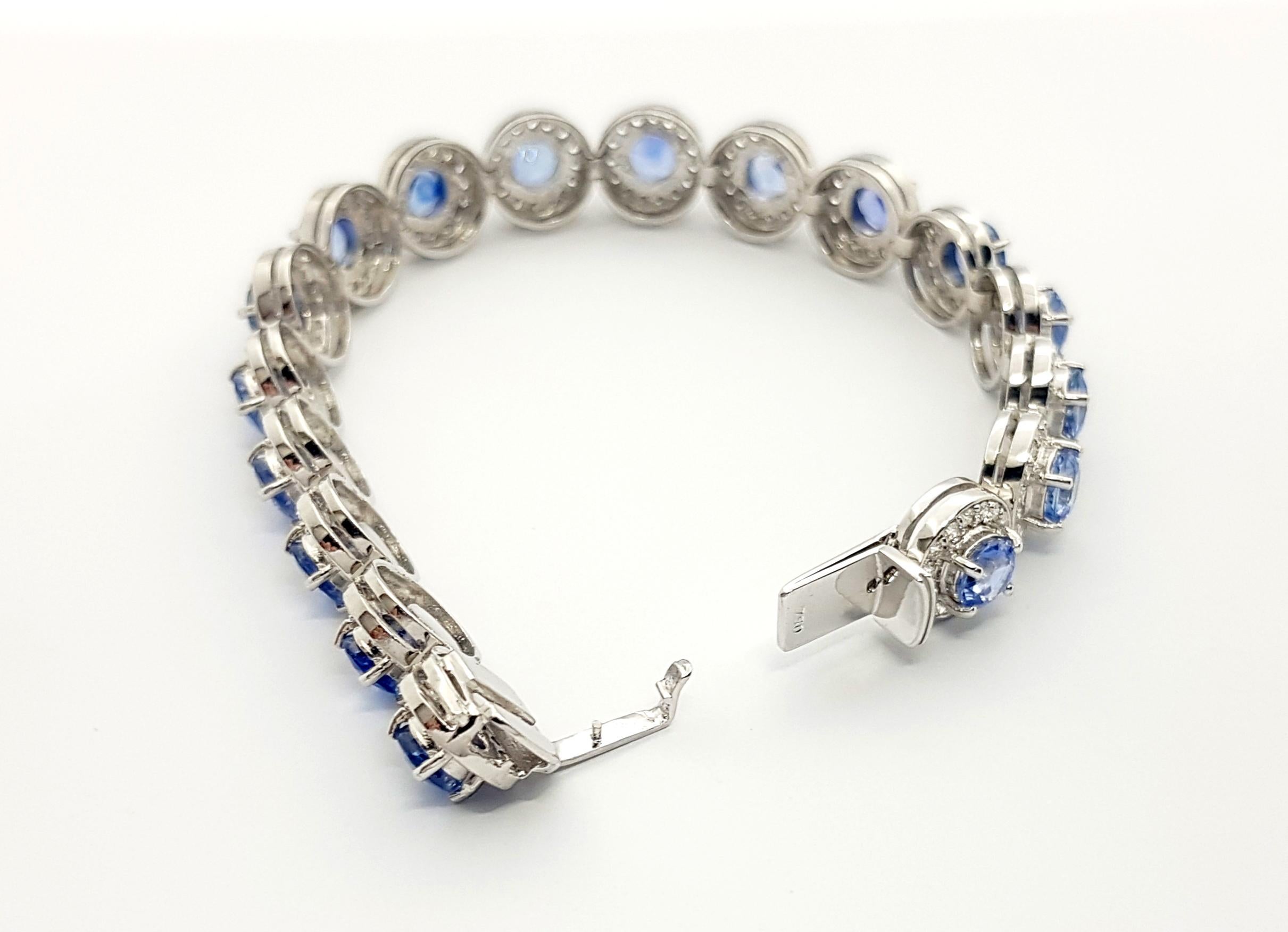 Blue Sapphire with Diamond Convertible Choker/Bracelet set in 18K White Gold For Sale 5