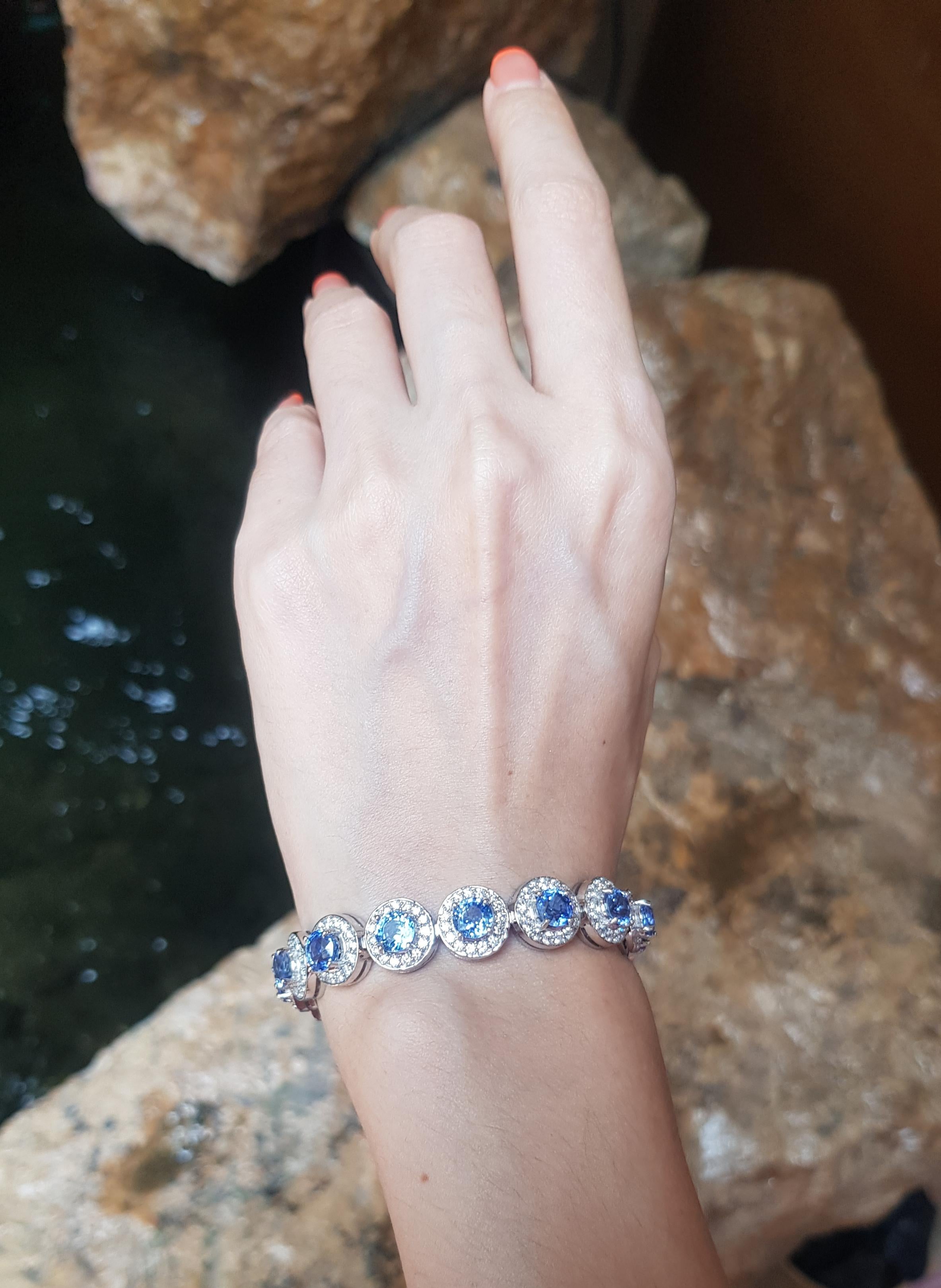 Umwandelbares Choker/Armband aus 18 Karat Weißgold mit blauem Saphir und Diamant im Angebot 8