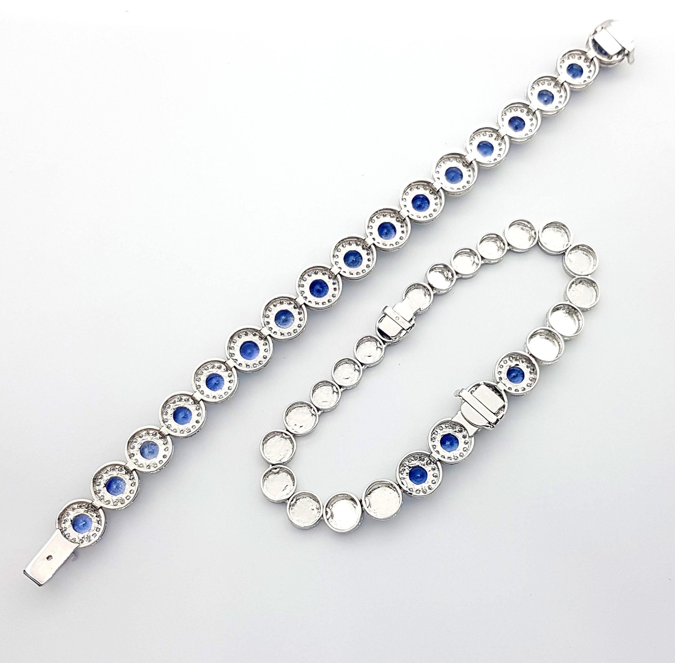 Blue Sapphire with Diamond Convertible Choker/Bracelet set in 18K White Gold For Sale 1