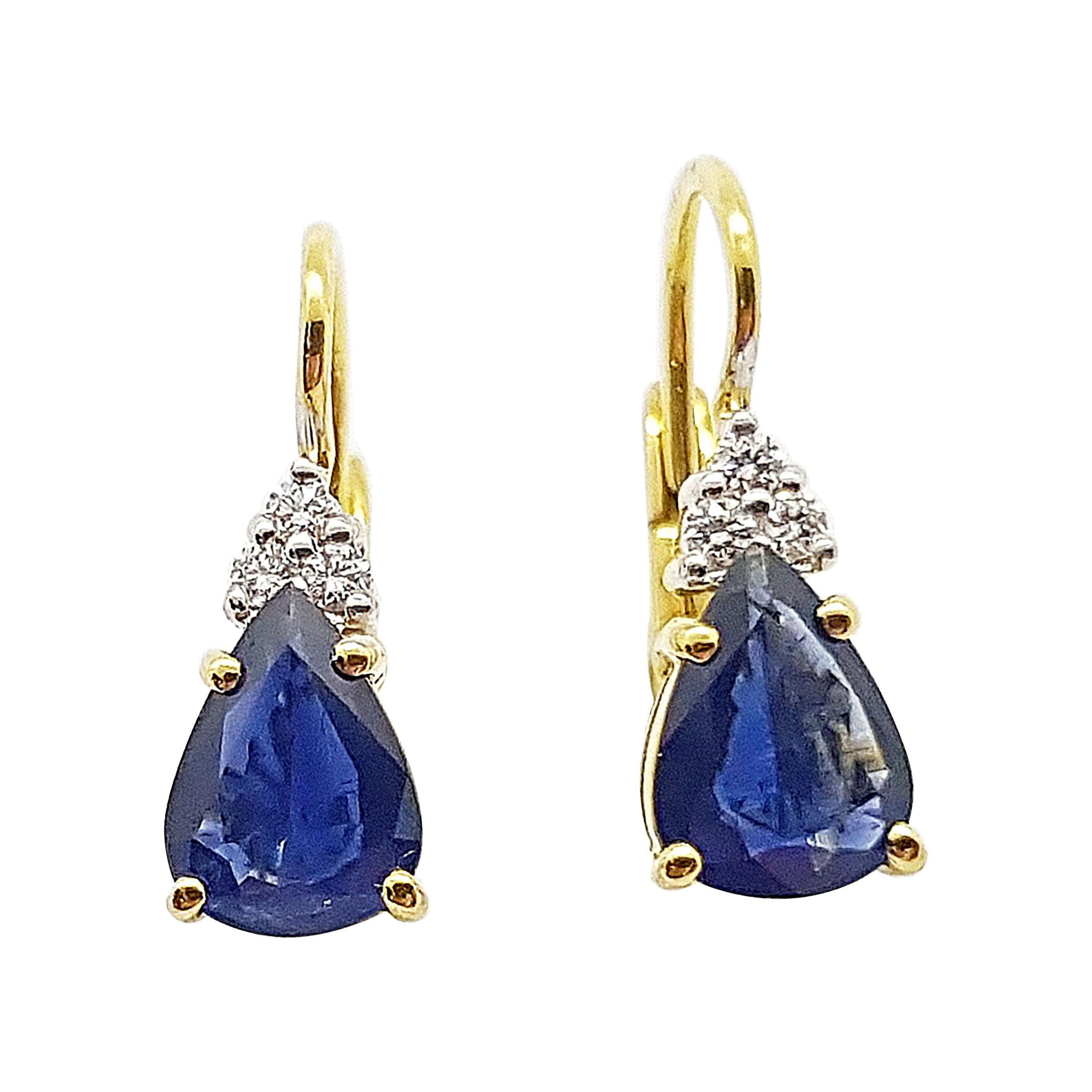 Blue Sapphire Earrings Set in 18 Karat White Gold Settings For Sale at ...