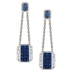 Kavant & Sharart Boucles d'oreilles en or blanc 18 carats avec saphir bleu et diamants