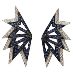 Pendientes de zafiro azul con diamante en oro blanco de 18 quilates de Kavant & Sharart