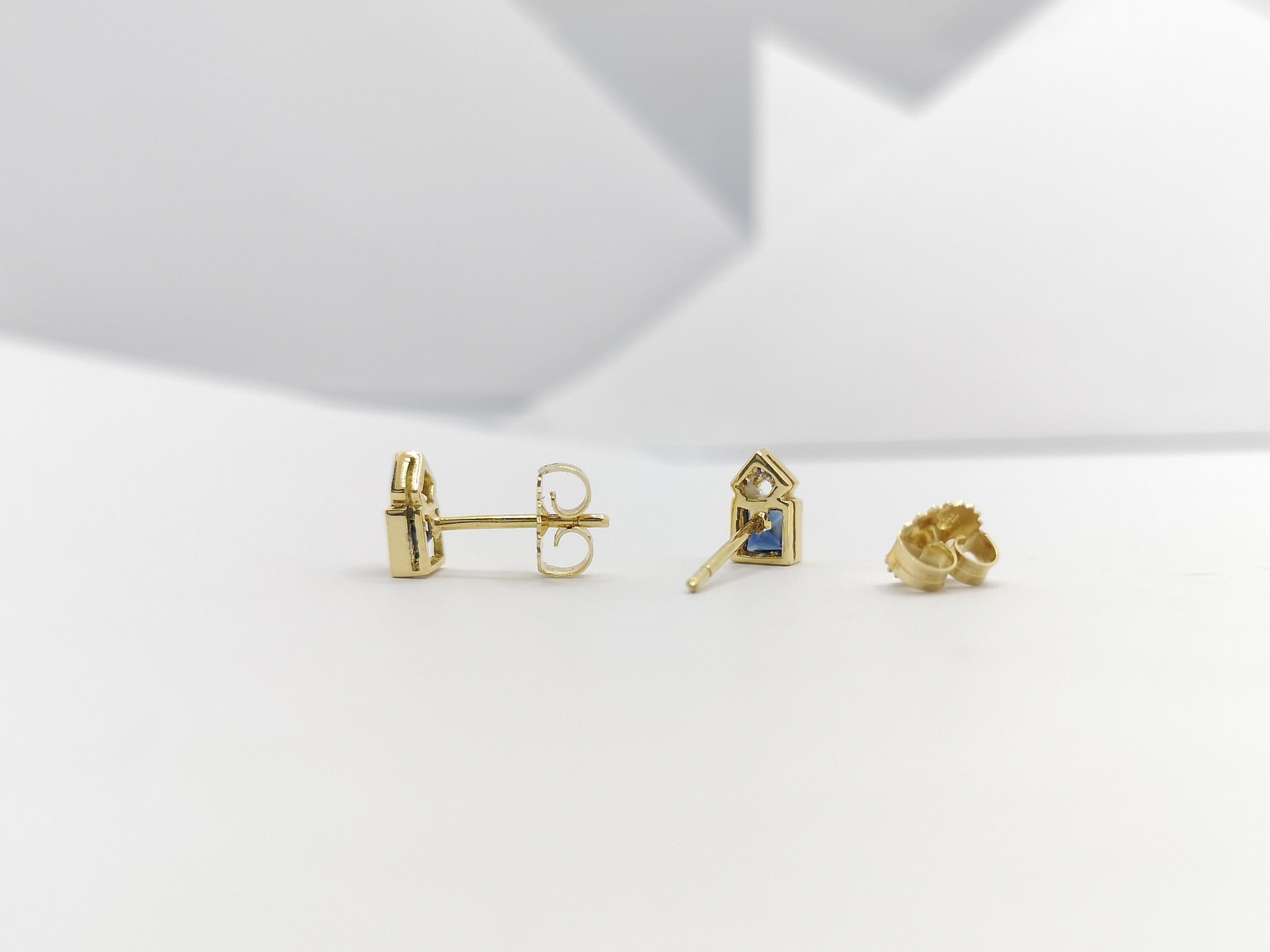 Donna Orecchini con zaffiro blu e diamante con montatura in oro 18 carati in vendita