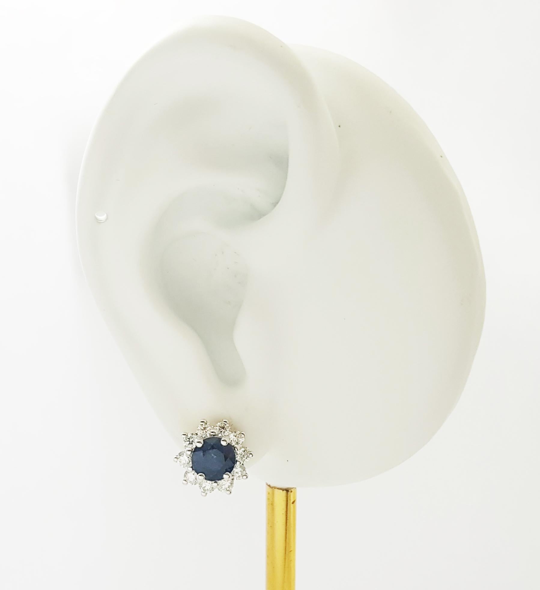 Blue Sapphire 2.22 carats with Diamond 0.87 carat Earrings set in 18K Gold Settings

Width: 1.0 cm 
Length: 1.0 cm
Total Weight: 4.50 grams

