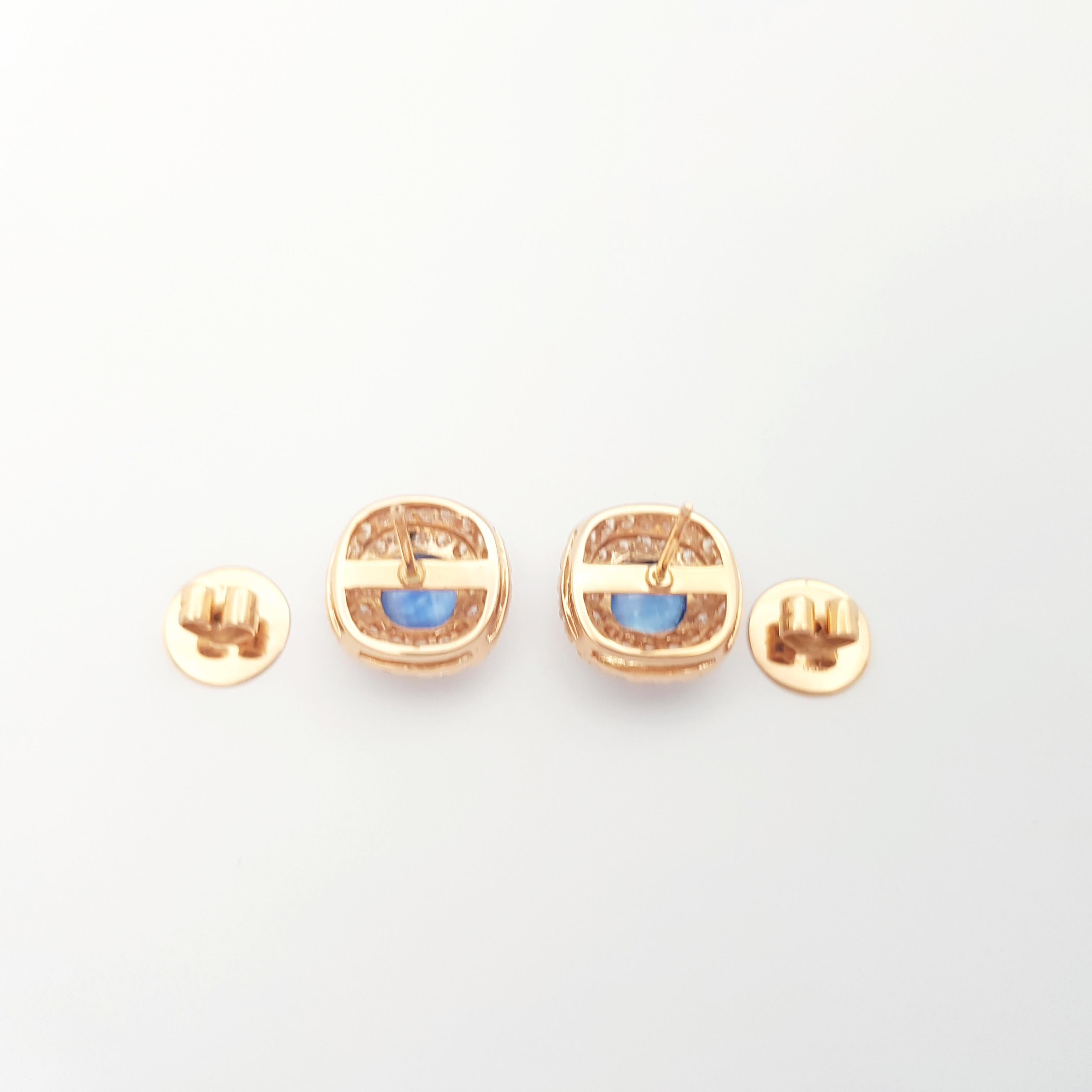 Donna Orecchini con zaffiro blu e diamanti con montatura in oro rosa 18K in vendita