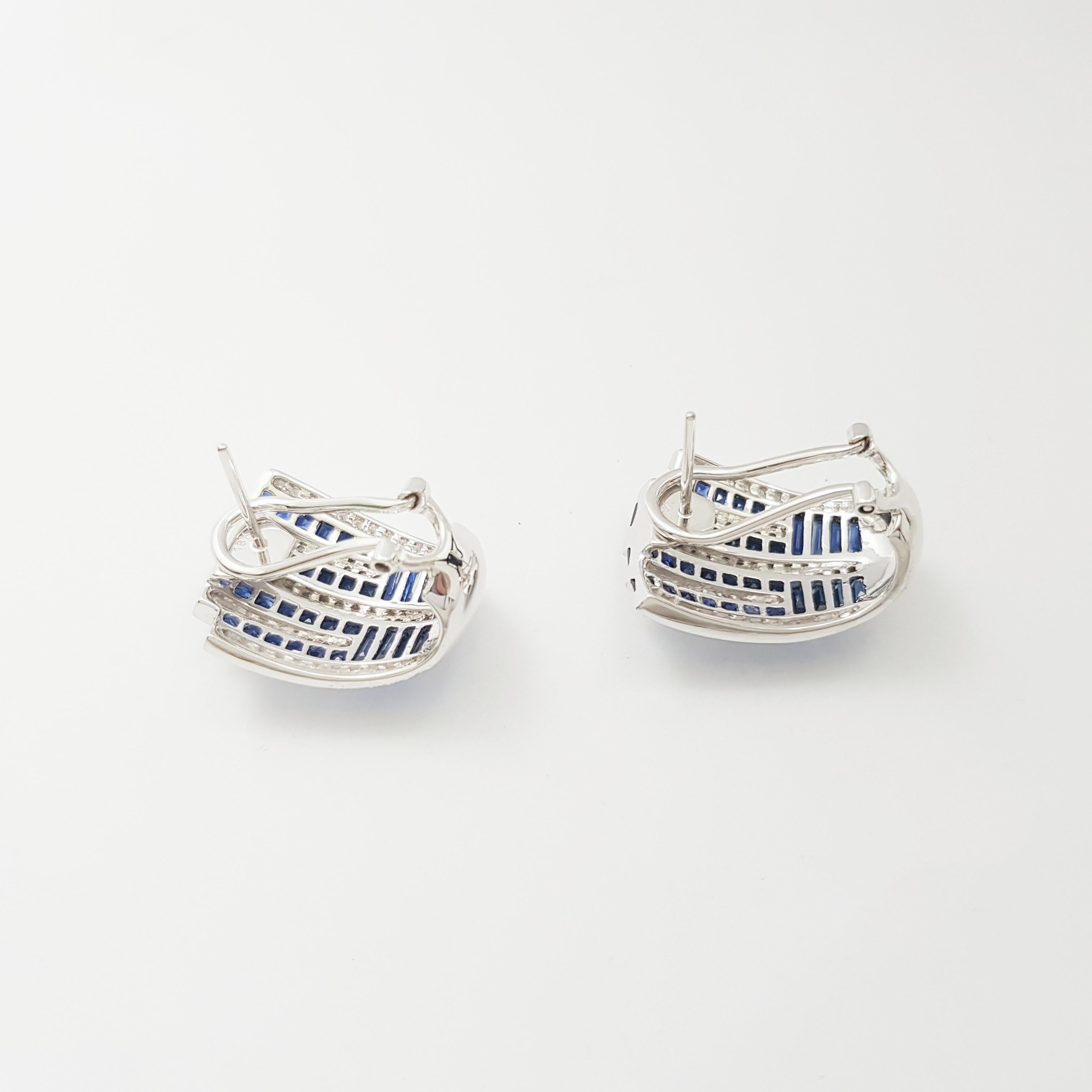 Donna Orecchini con zaffiro blu e diamanti con montatura in oro bianco 18 carati in vendita