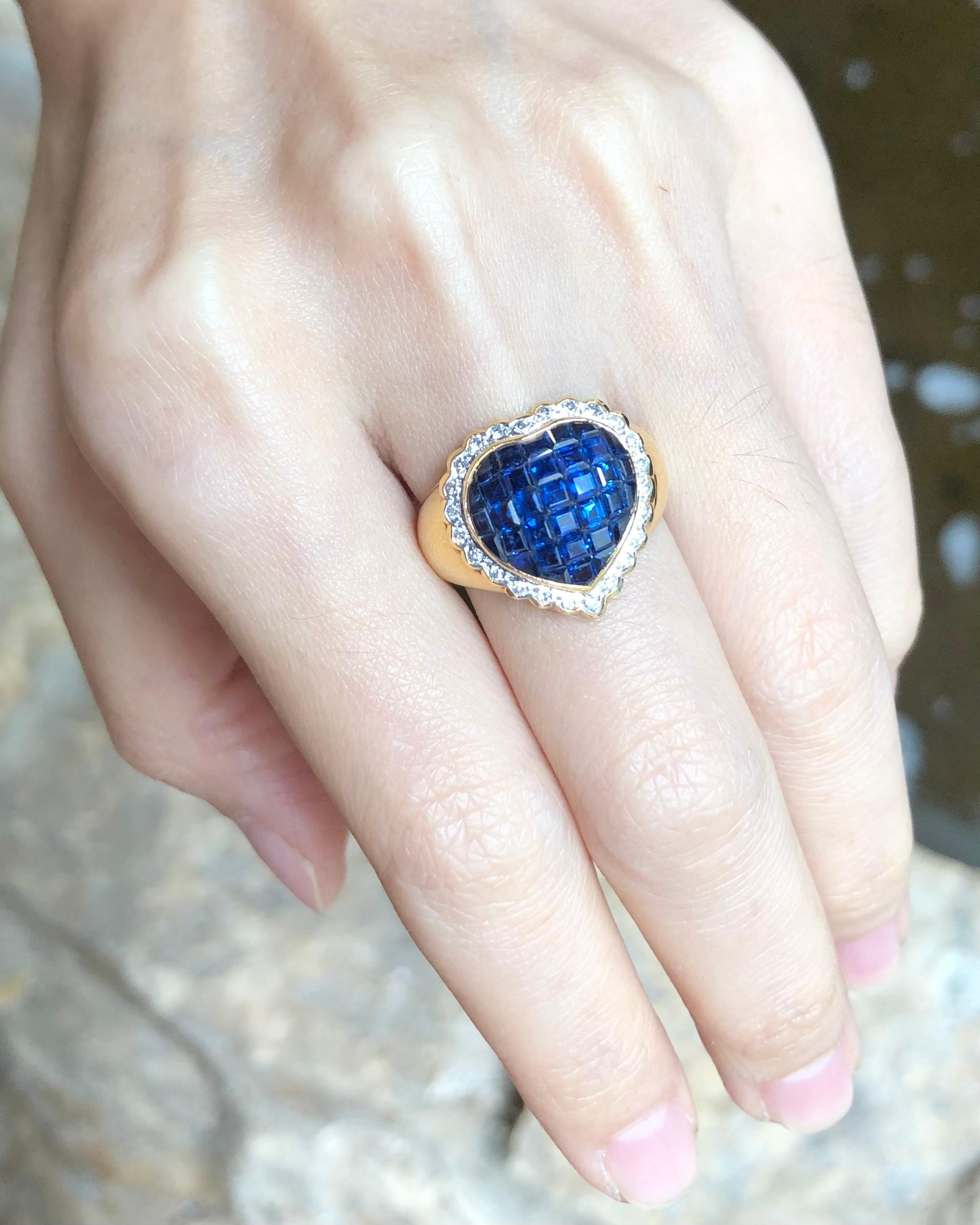 Blue Sapphire 3.32 carats with Diamond 0.21 carat Ring set in 18 Karat Gold Settings

Width:  1.5 cm 
Length: 1.7 cm
Ring Size: 54
Total Weight: 7.57 grams


