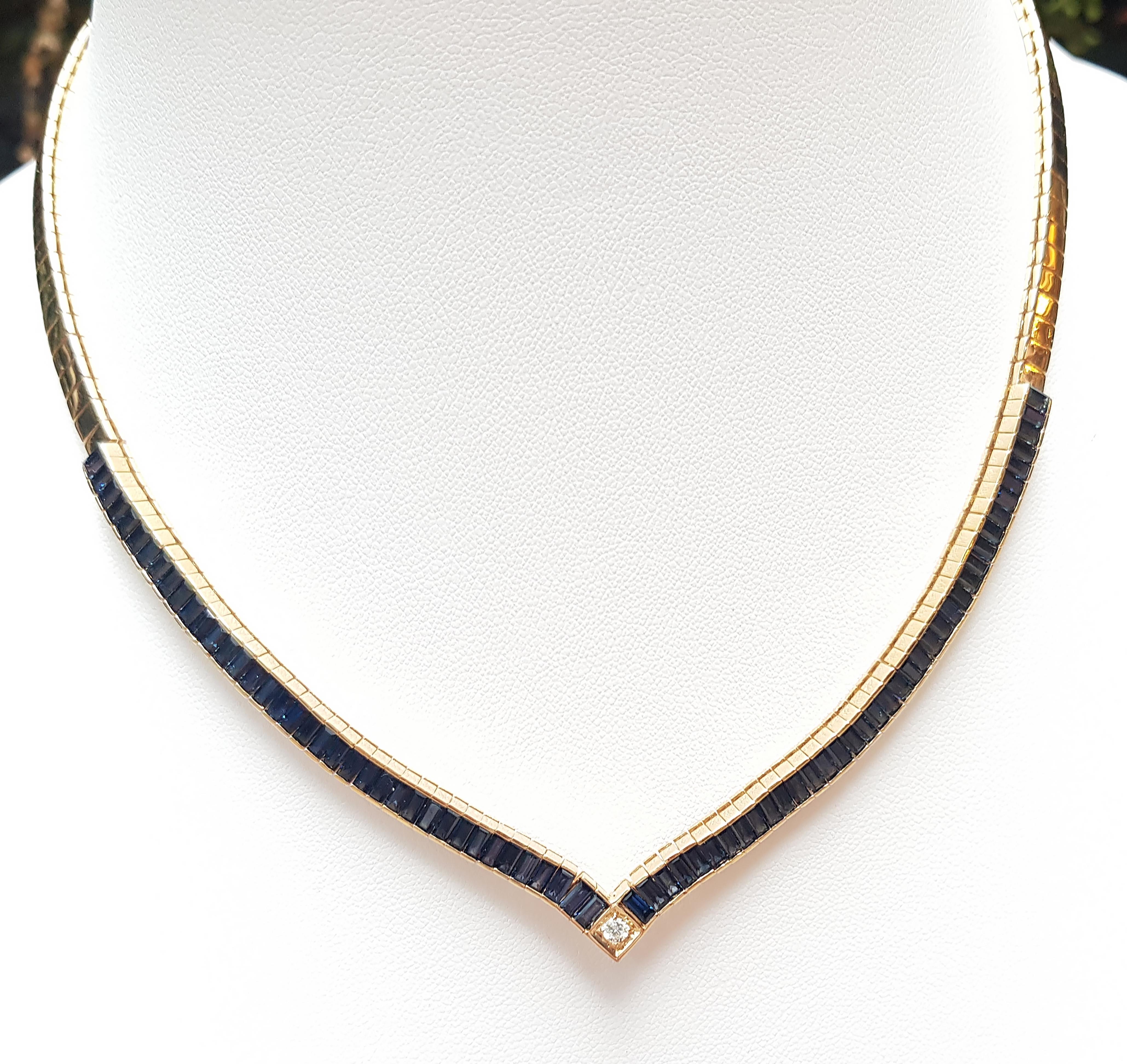 Contemporaneo Collana di zaffiri blu e diamanti in oro 18 carati in vendita