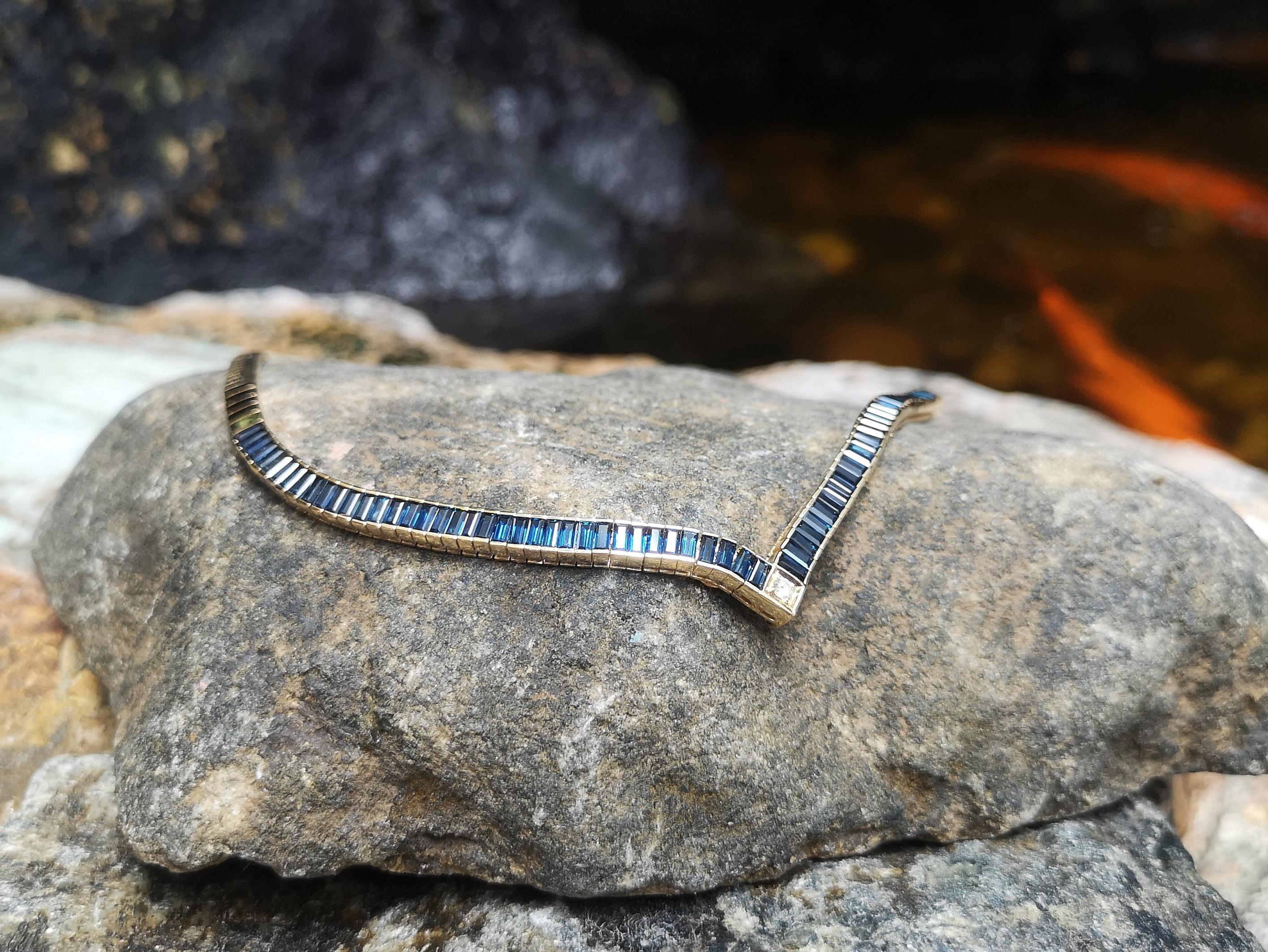 Collana di zaffiri blu e diamanti in oro 18 carati In condizioni Nuovo in vendita a Bangkok, TH
