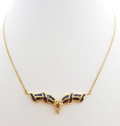 Blue Sapphire with Diamond Necklace Set in 18 Karat Gold Settings