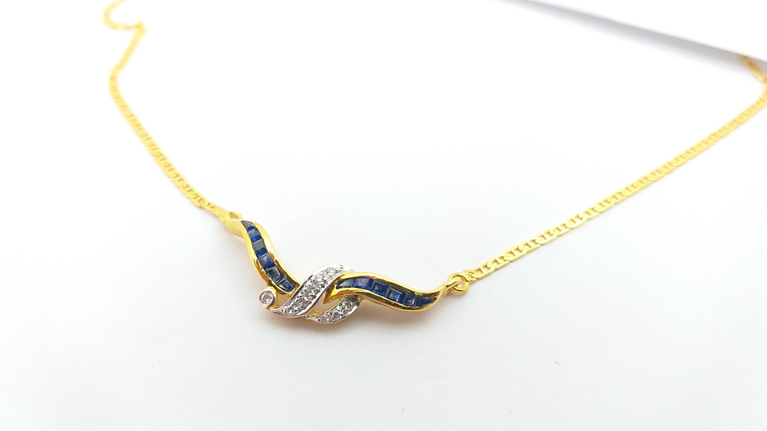 Zaffiro blu  con Diamante  Collana con montatura in oro 18 carati In condizioni Nuovo in vendita a Bangkok, TH