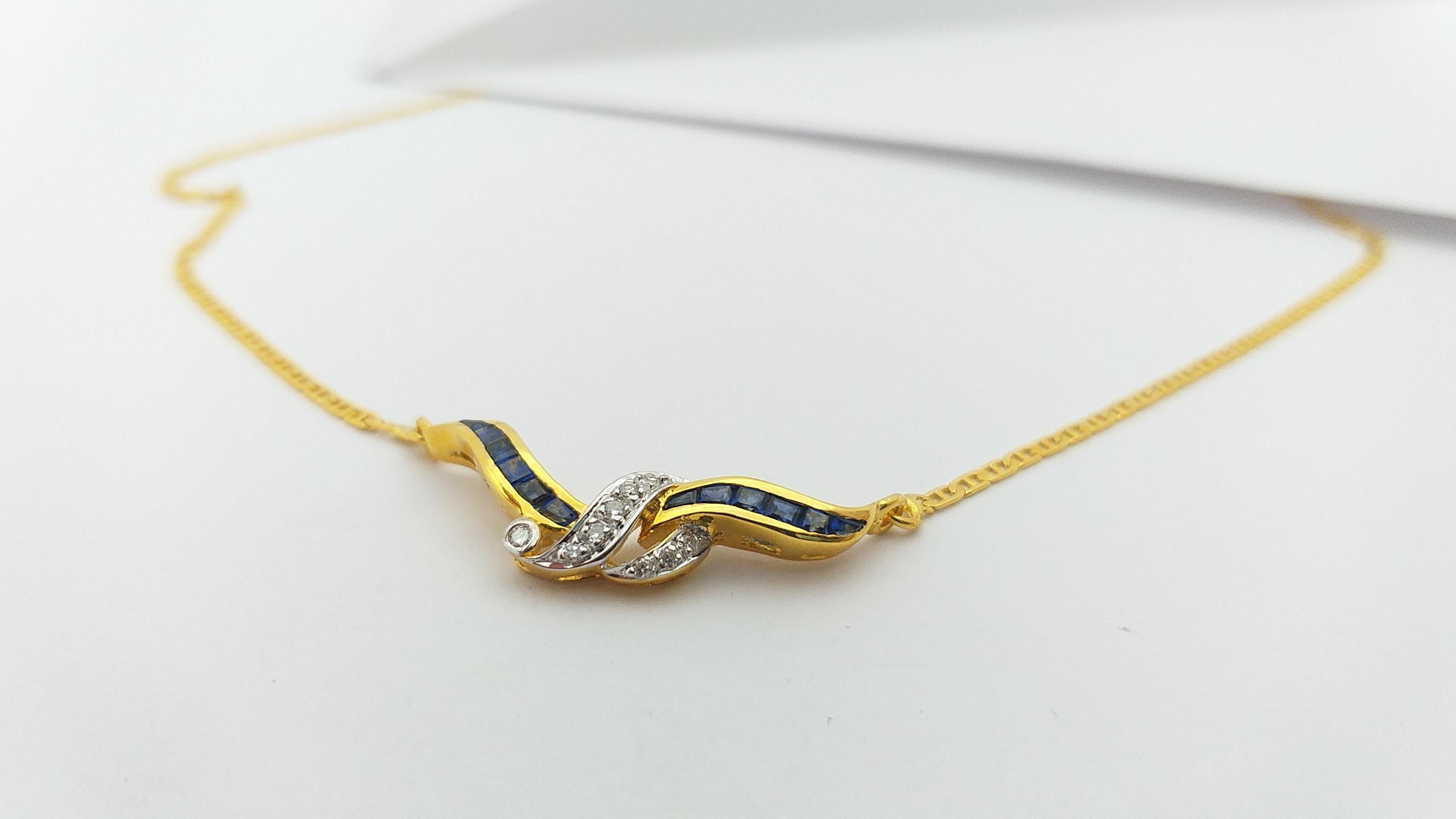 Donna Zaffiro blu  con Diamante  Collana con montatura in oro 18 carati in vendita