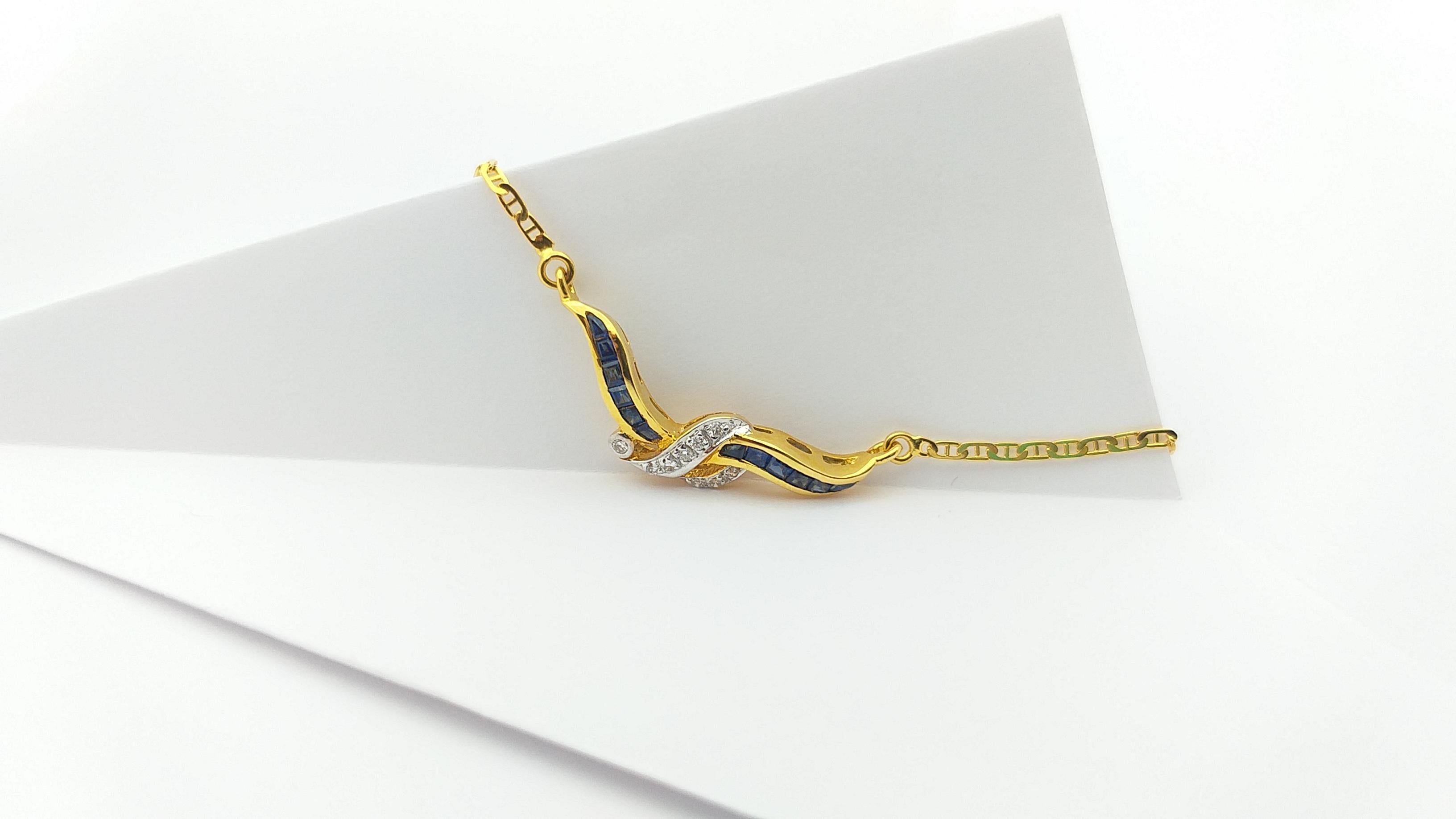Zaffiro blu  con Diamante  Collana con montatura in oro 18 carati in vendita 1