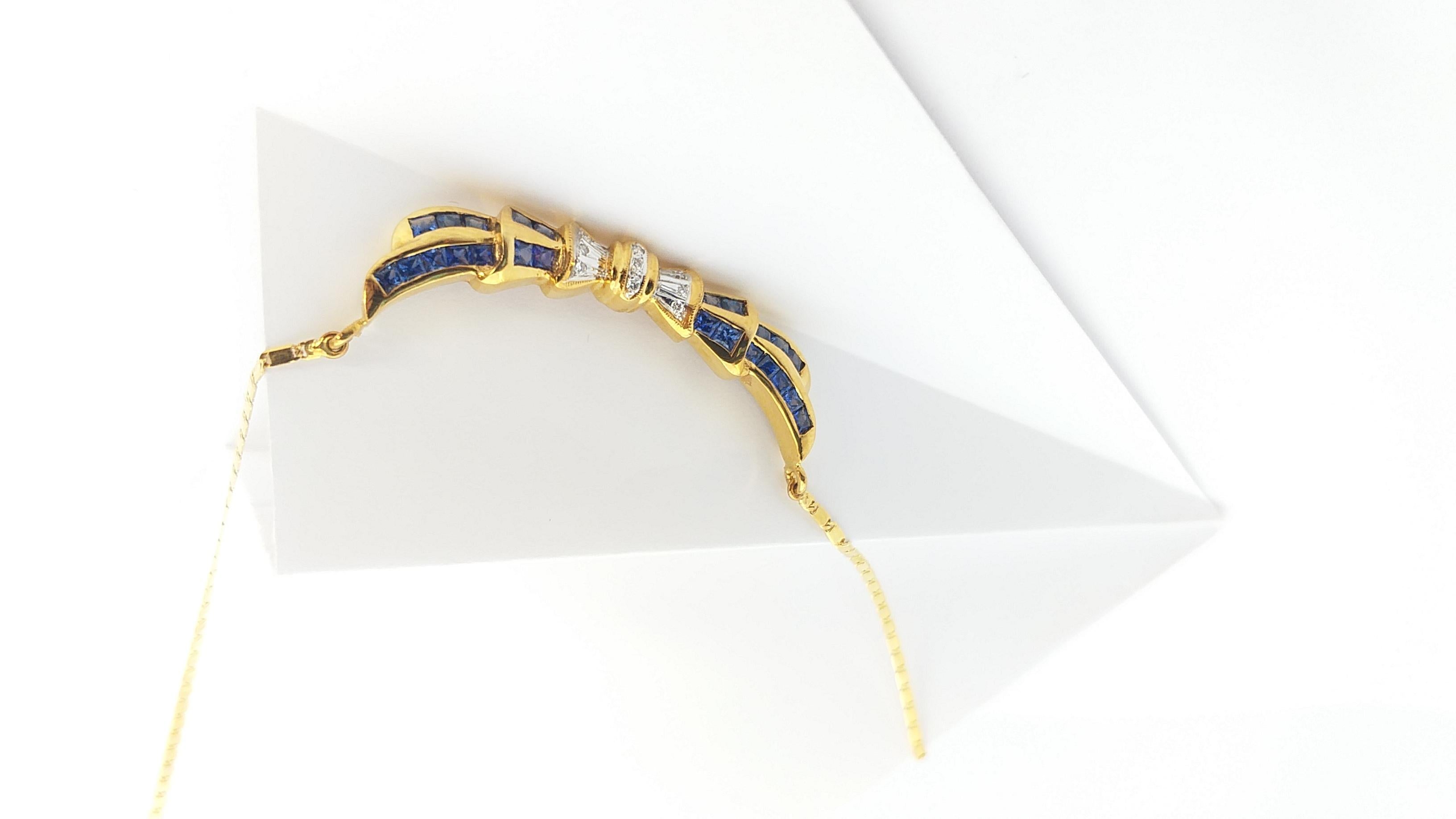 Halskette aus 18 Karat Gold mit blauem Saphir und Diamanten in Fassungen im Angebot 2