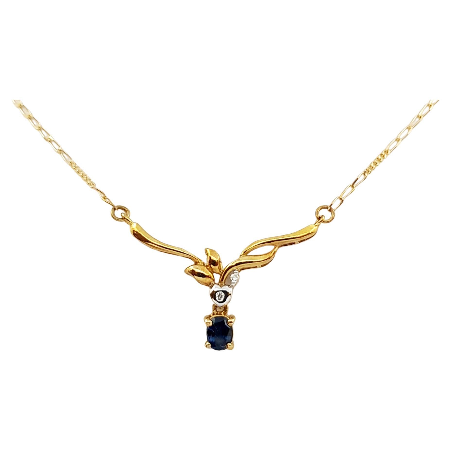 Blue Sapphire with Diamond Necklace Set in 18 Karat Gold Settings