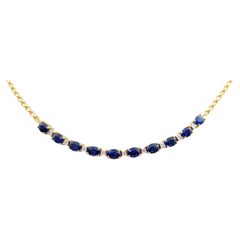 Blue Sapphire with Diamond Necklace Set in 18 Karat Gold Settings