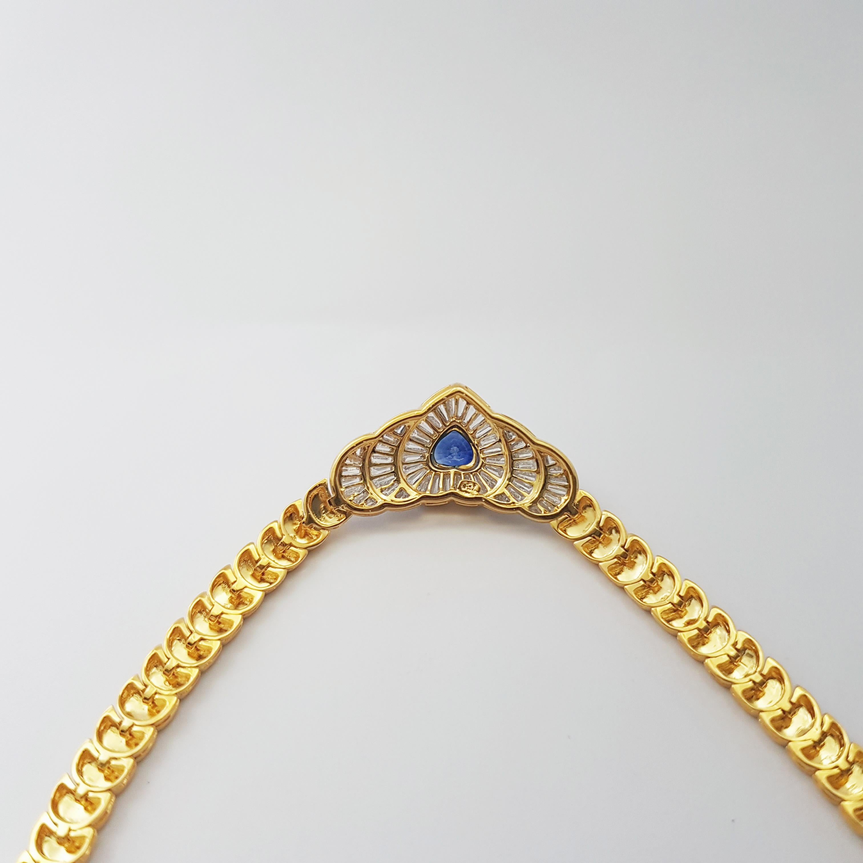 Collana di zaffiri blu e diamanti con montatura in oro 18K In condizioni Nuovo in vendita a Bangkok, TH