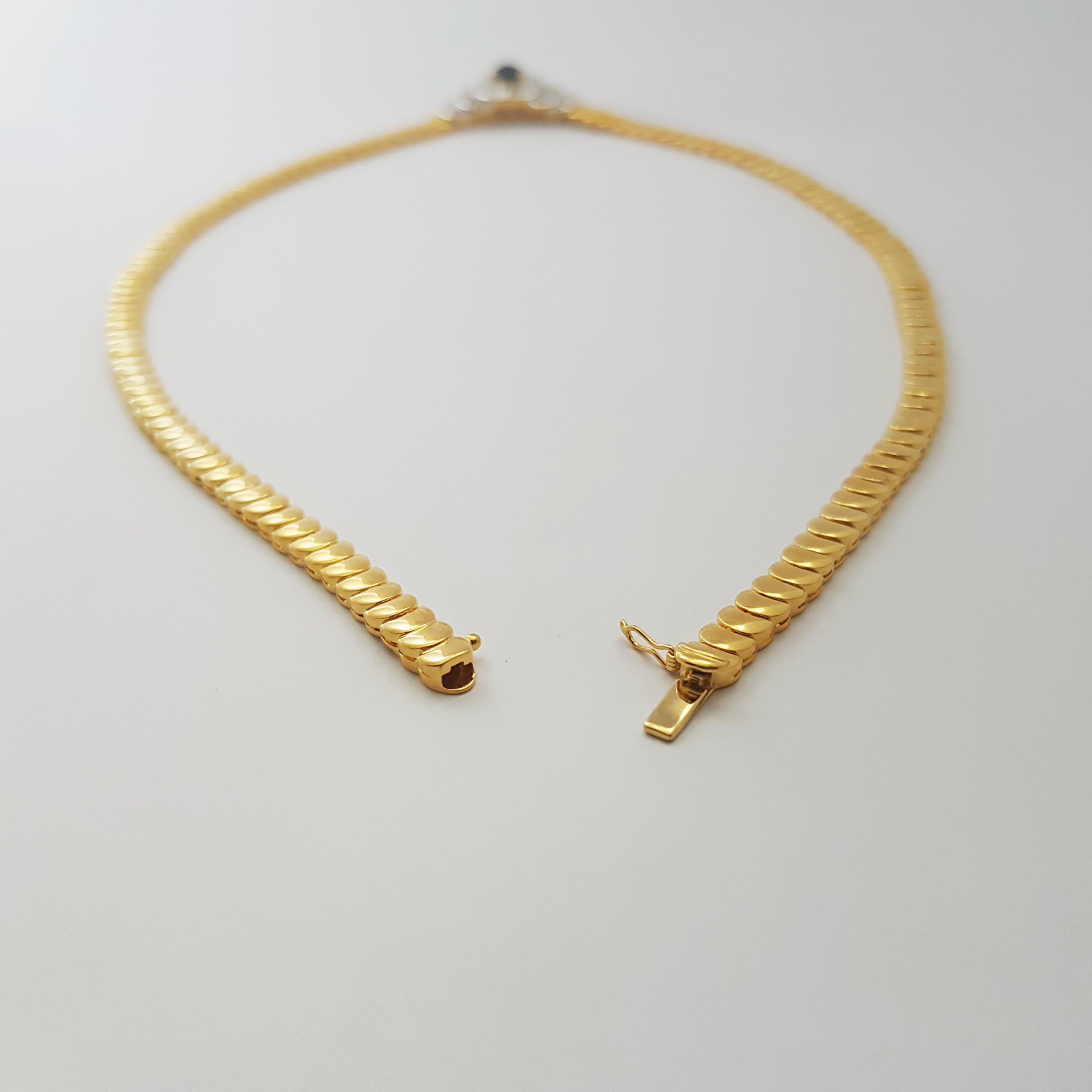 Collana di zaffiri blu e diamanti con montatura in oro 18K in vendita 1
