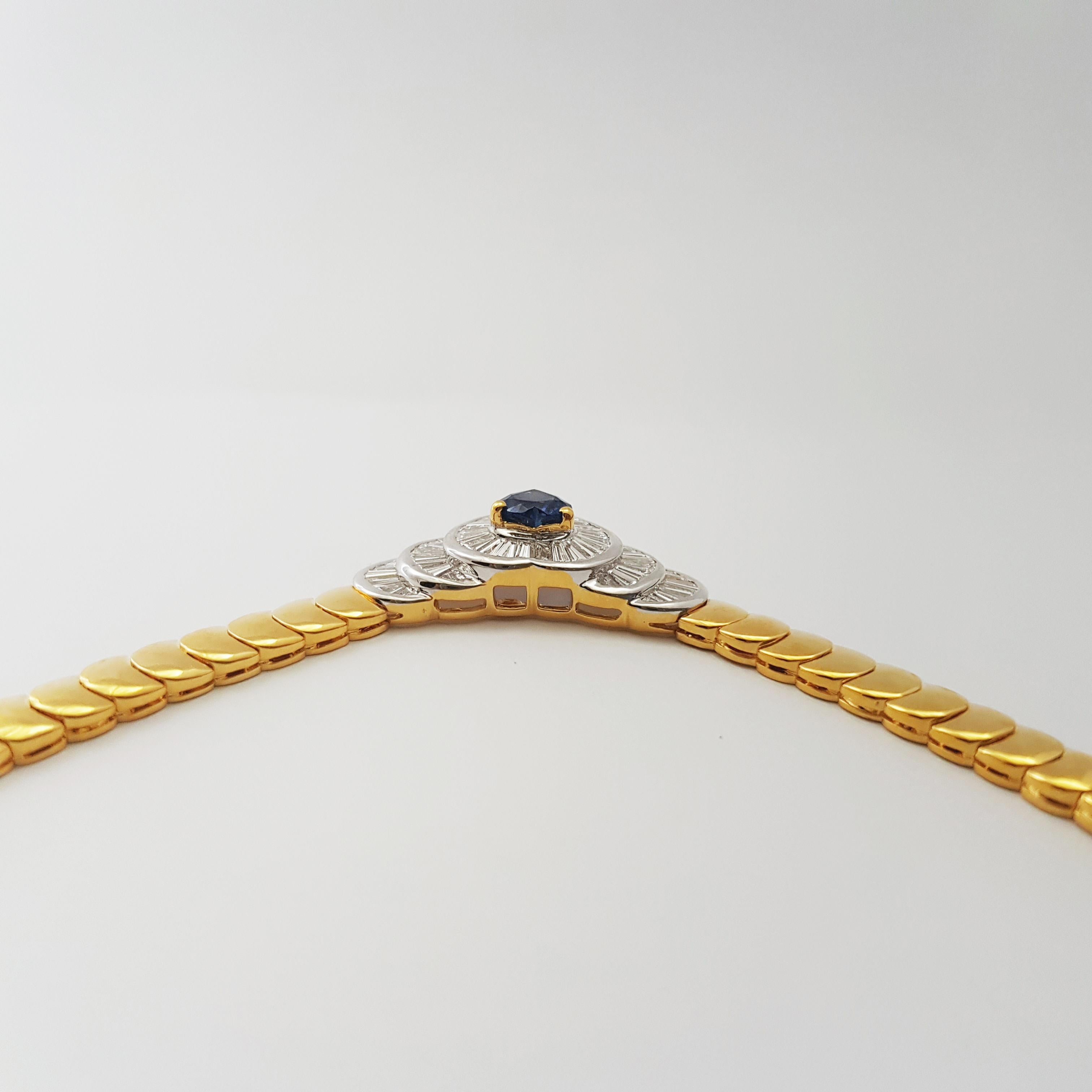 Collana di zaffiri blu e diamanti con montatura in oro 18K in vendita 2