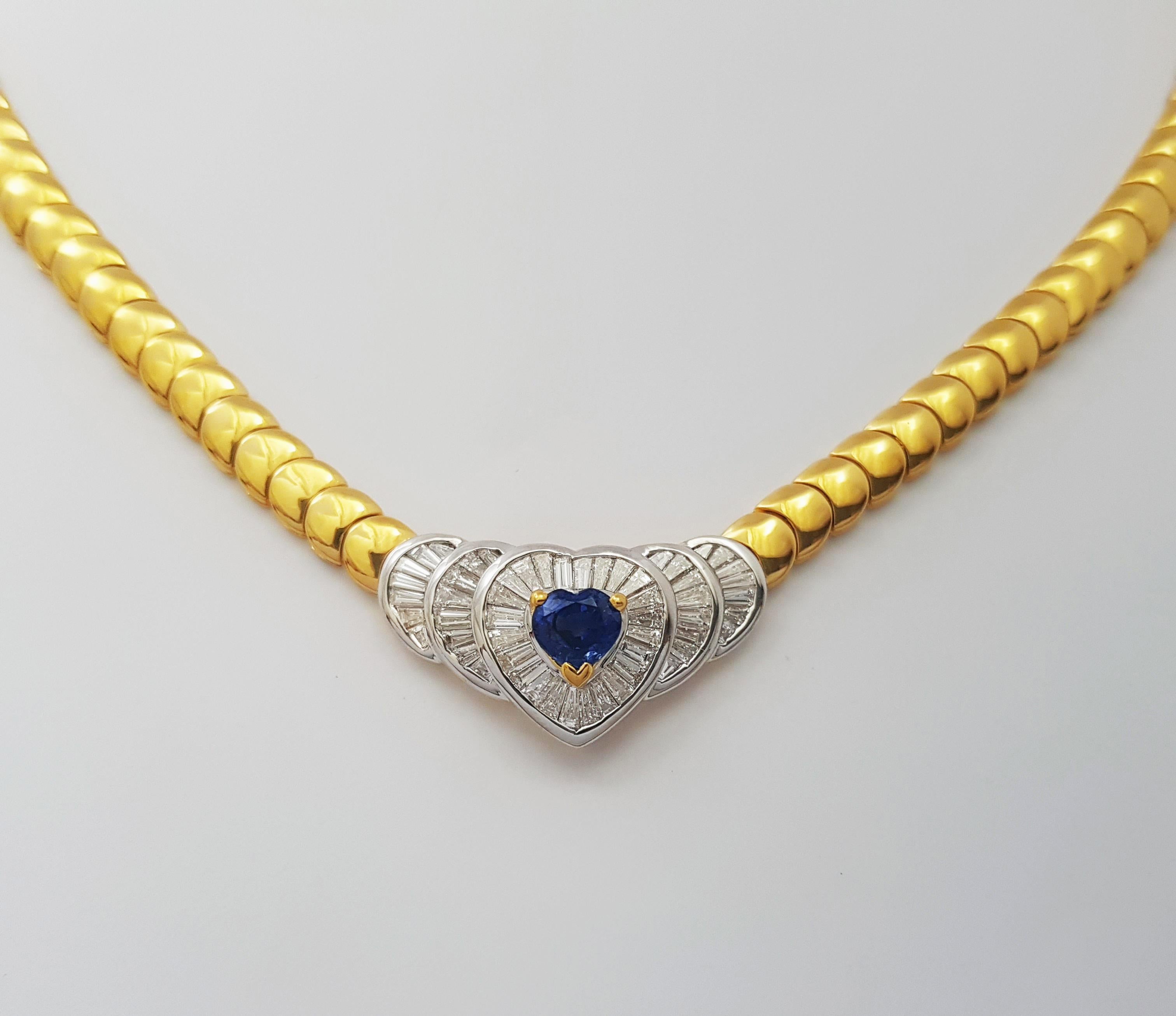 Collana di zaffiri blu e diamanti con montatura in oro 18K in vendita 3