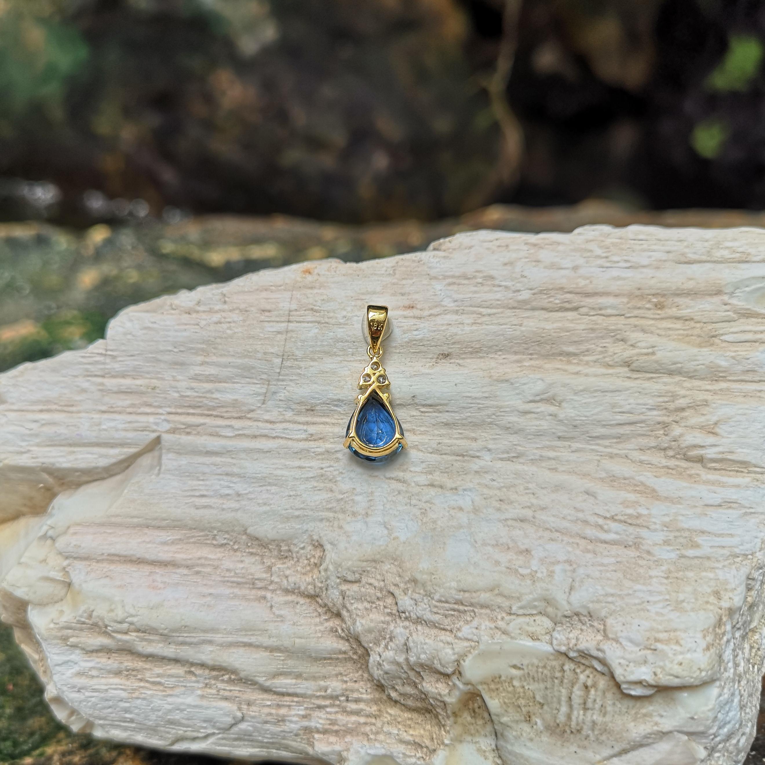 Blue Sapphire with Diamond Pendant Set in 18 Karat Gold Settings 1