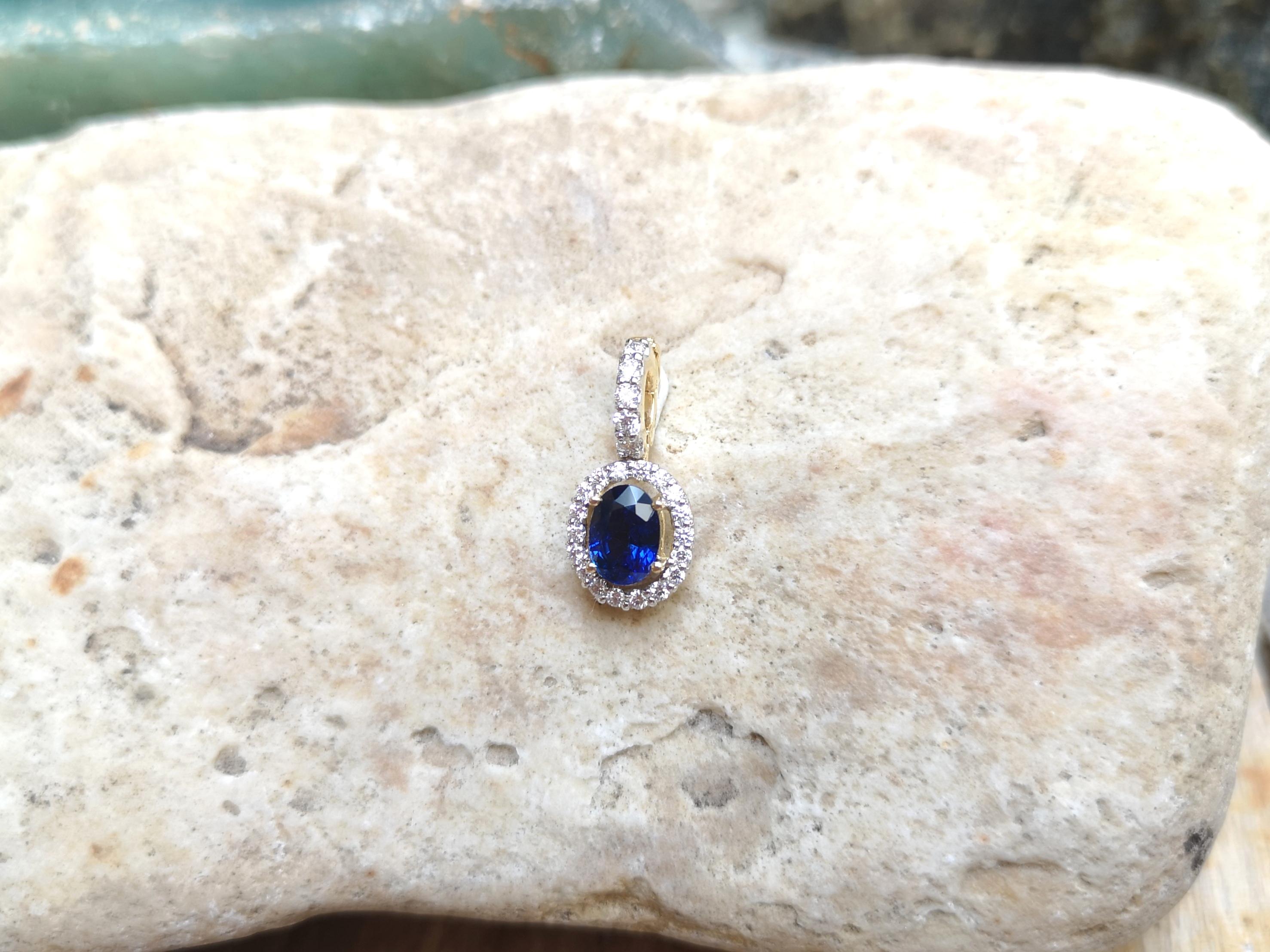 Blue Sapphire with Diamond Pendant Set in 18 Karat Gold Settings 2
