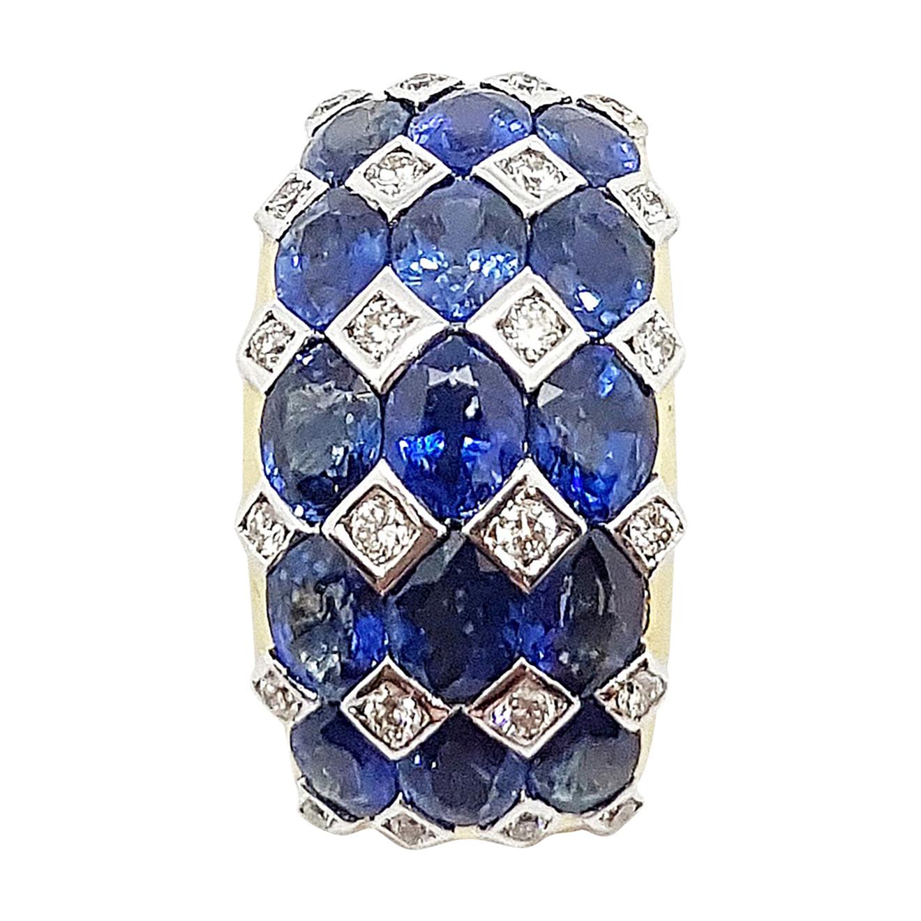 Pendentif en or 18 carats serti d'un saphir bleu et de diamants