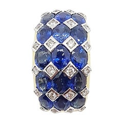 Blauer blauer Saphir mit Diamant-Anhänger in 18 Karat Goldfassung