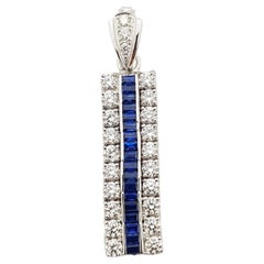Blue Sapphire  with Diamond Pendant set in 18 Karat White Gold Settings